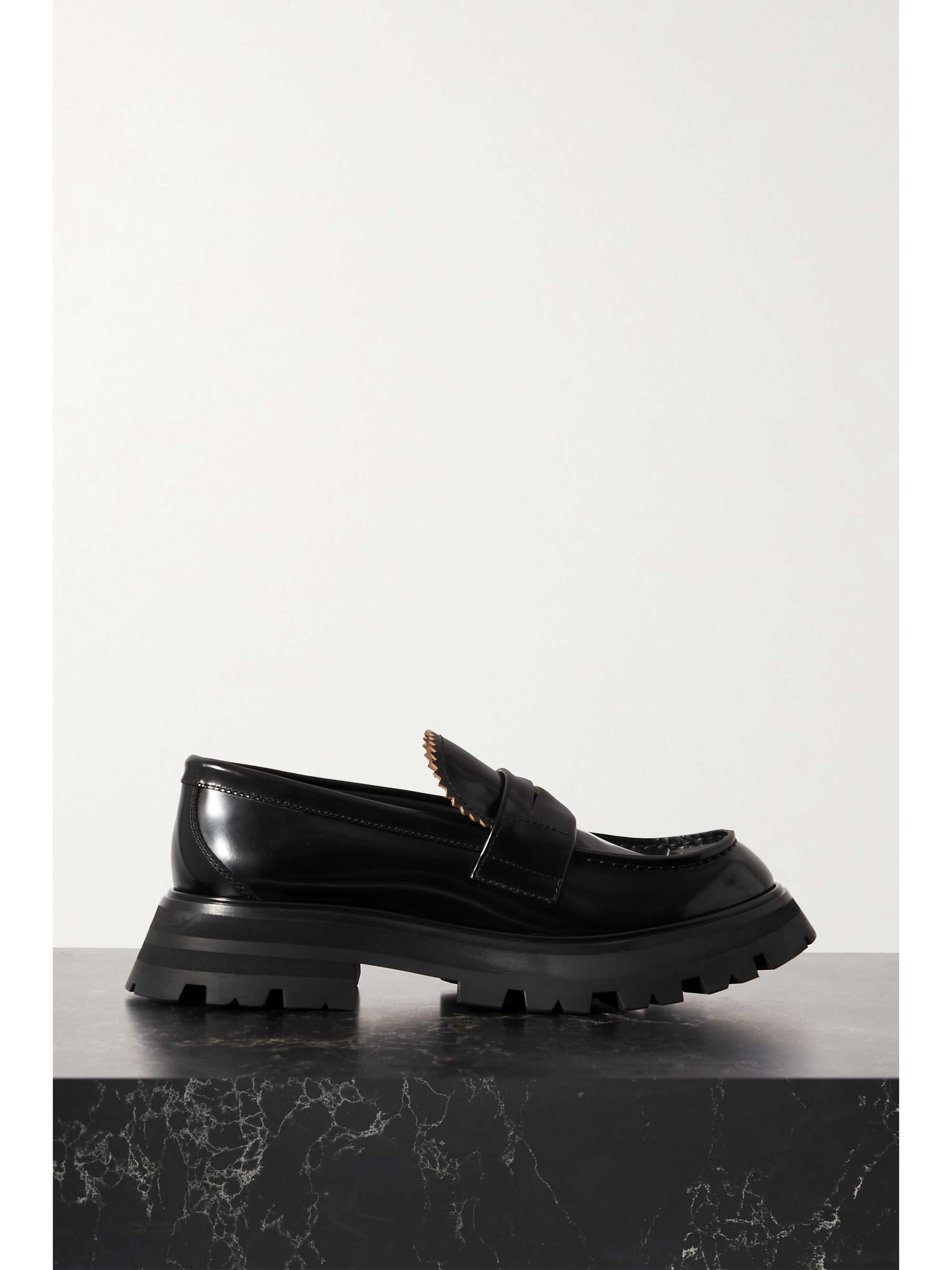 Alexander McQueen - Embellished Glossed-leather Exaggerated-sole Loafers - Black - IT39 - Net A Porter