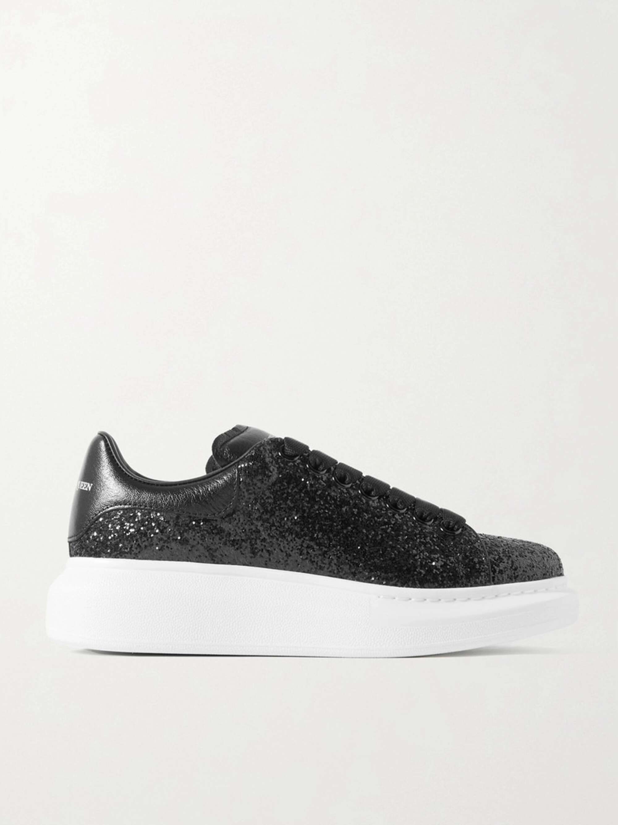 ALEXANDER MCQUEEN Glittered leather exaggerated-sole sneakers | NET-A ...