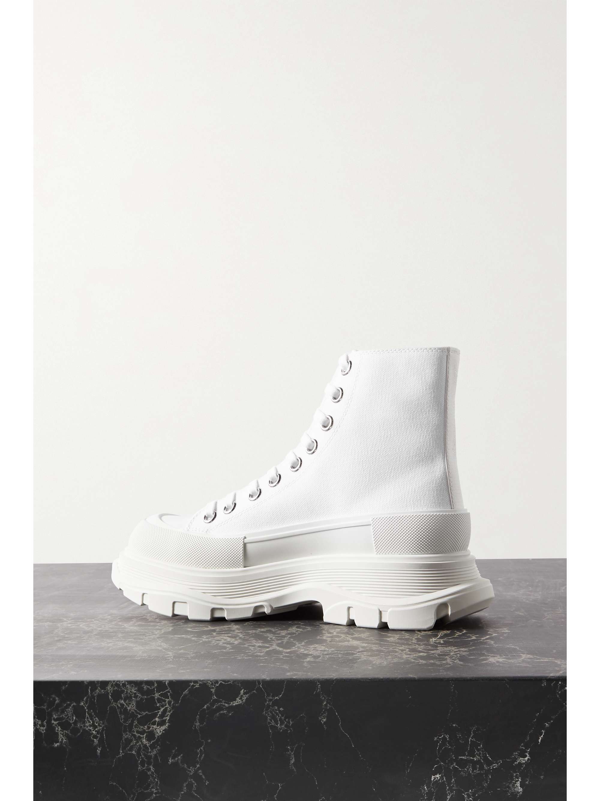 ALEXANDER MCQUEEN Canvas and rubber exaggerated-sole ankle boots