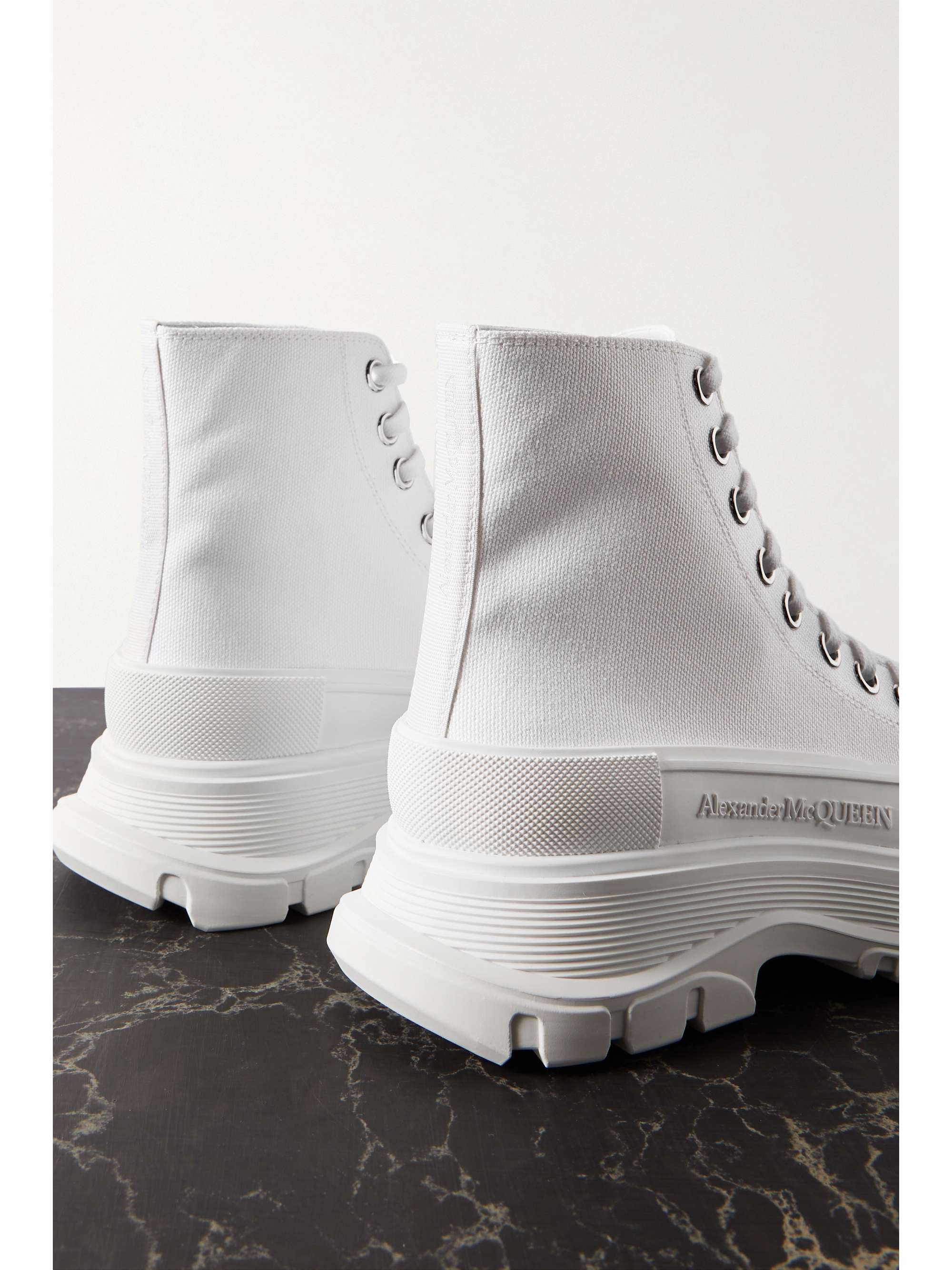ALEXANDER MCQUEEN Canvas and rubber exaggerated-sole ankle boots
