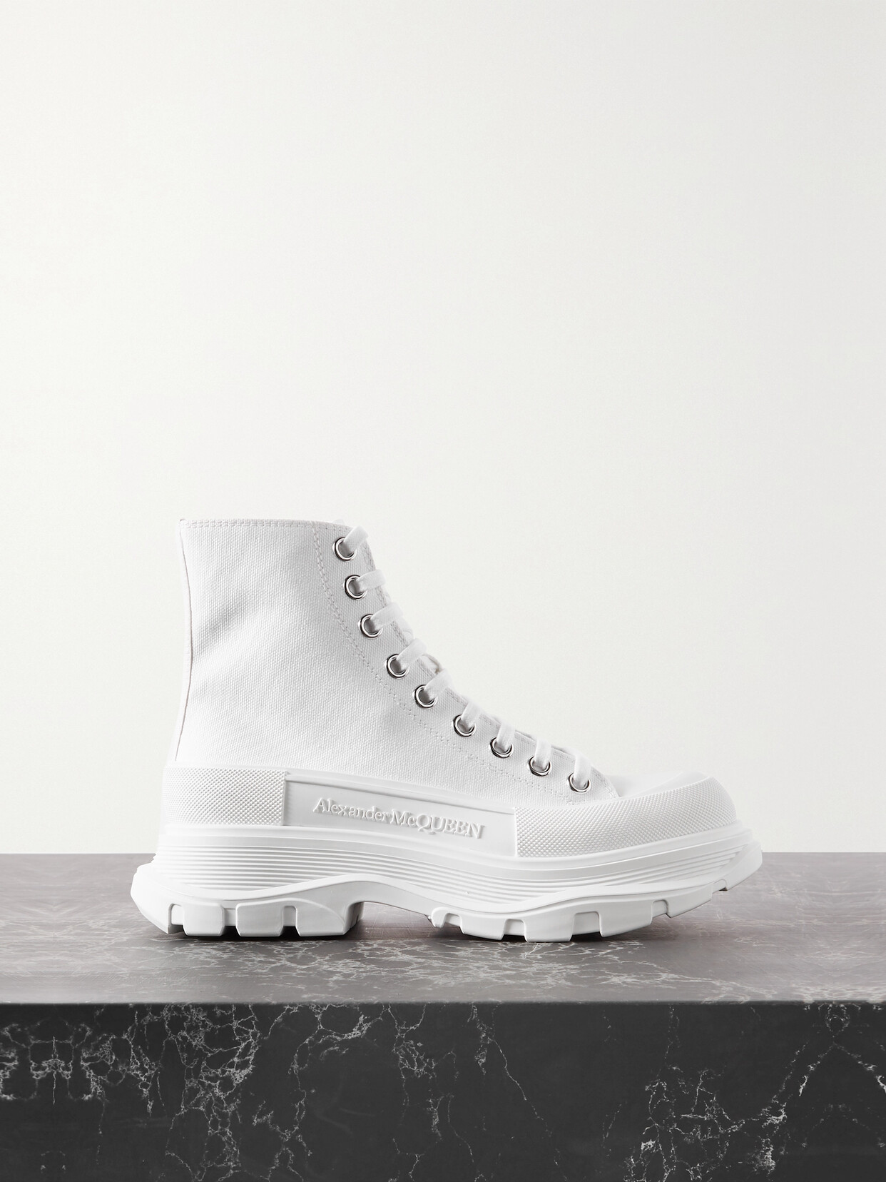 Alexander McQueen - Tread Slick Canvas And Rubber Exaggerated-sole Ankle Boots - White