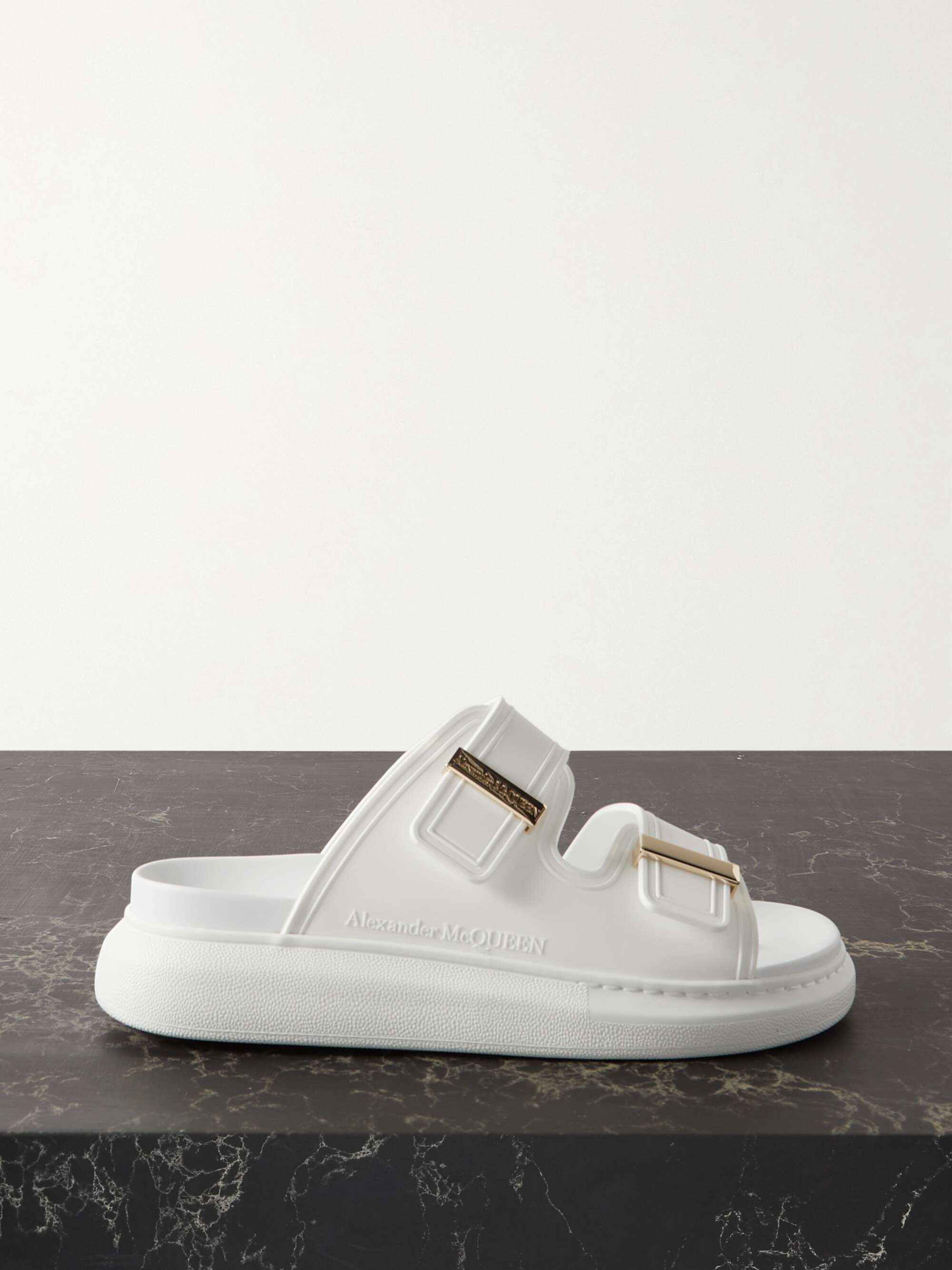 White Leather exaggerated-sole sandals | ALEXANDER MCQUEEN | NET-A-PORTER