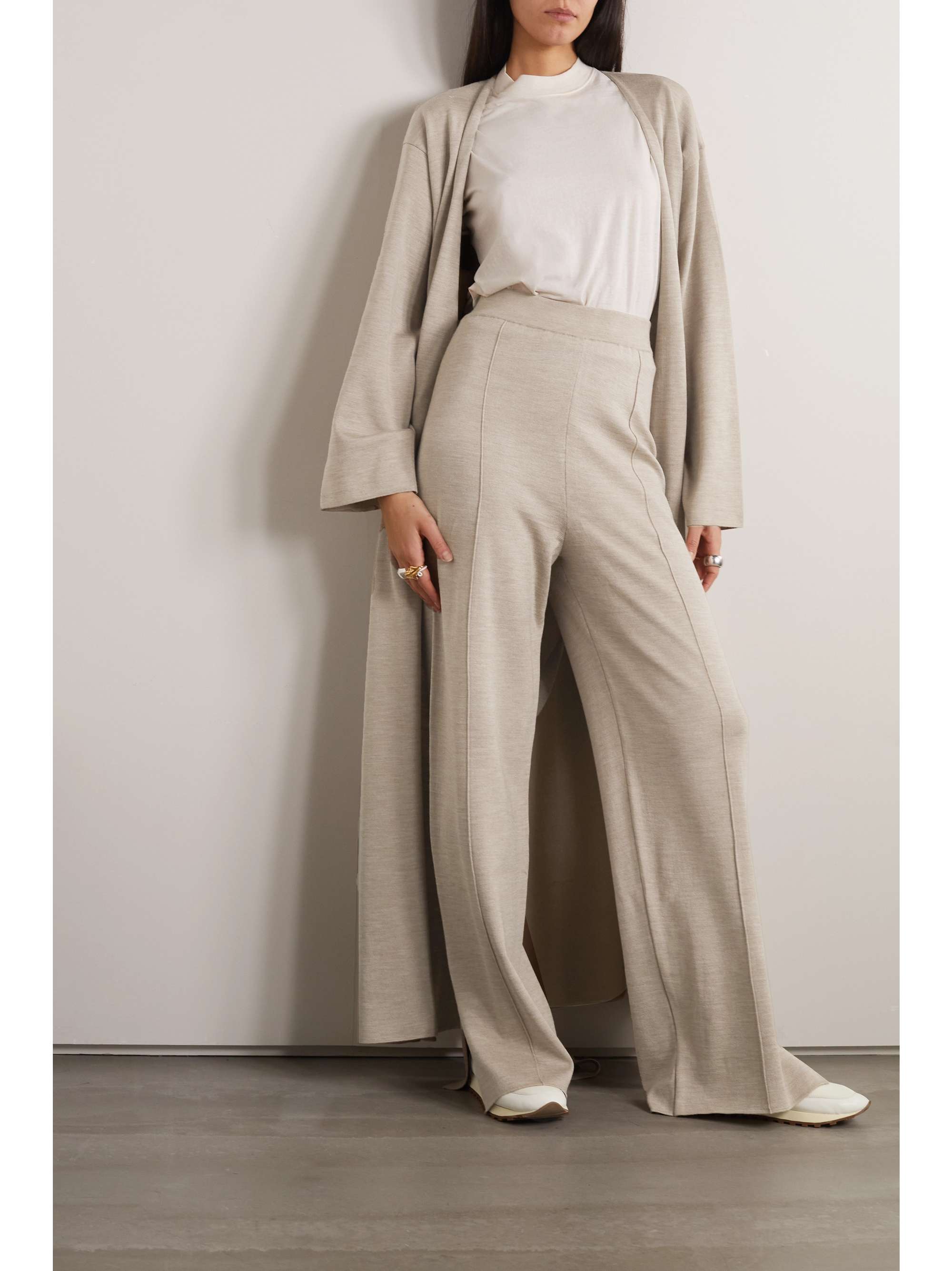 THE ROW Egle stretch wool, silk and cashmere-blend straight-leg pants