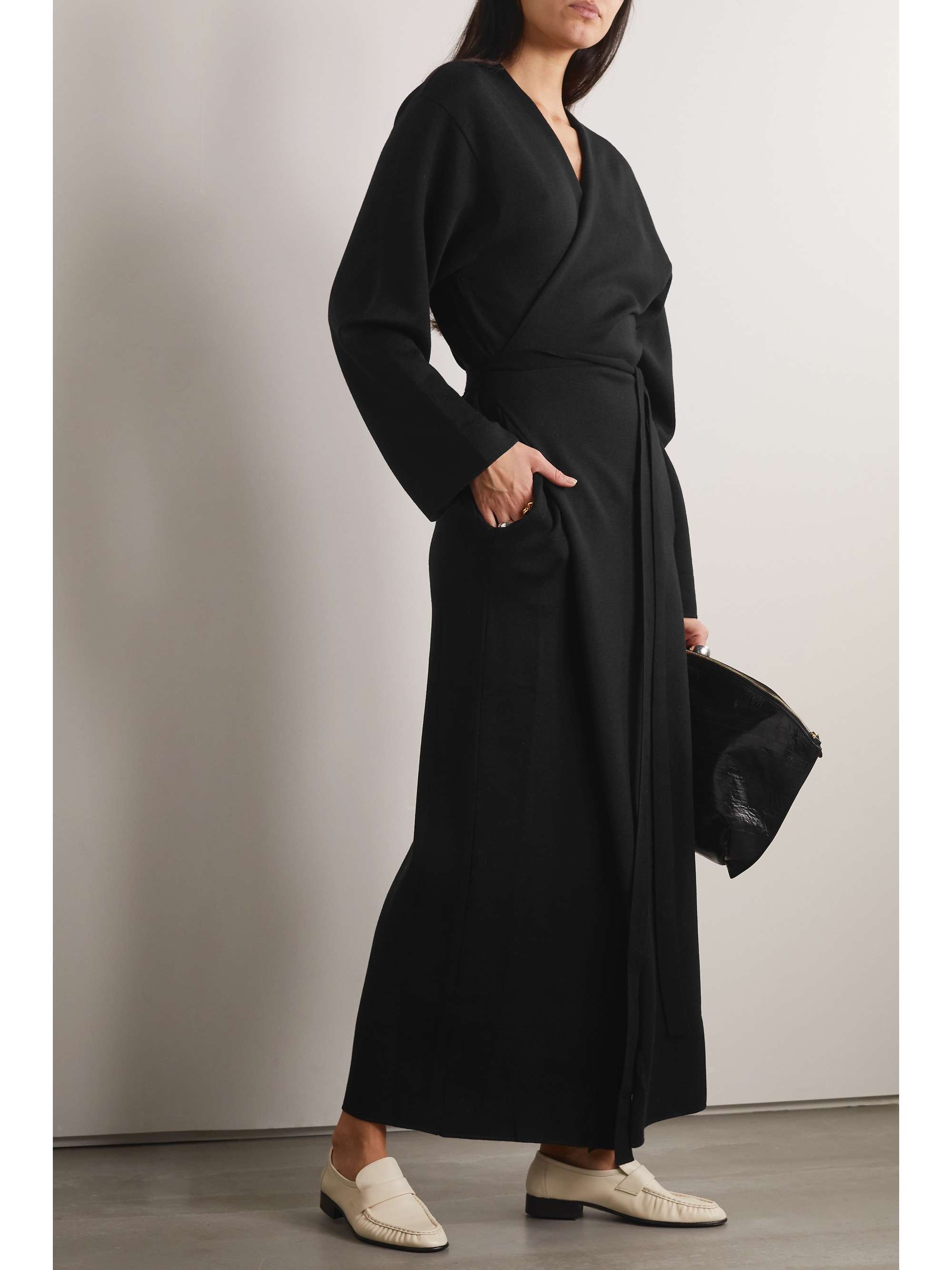THE ROW Aras stretch wool, silk and cashmere-blend maxi wrap dress