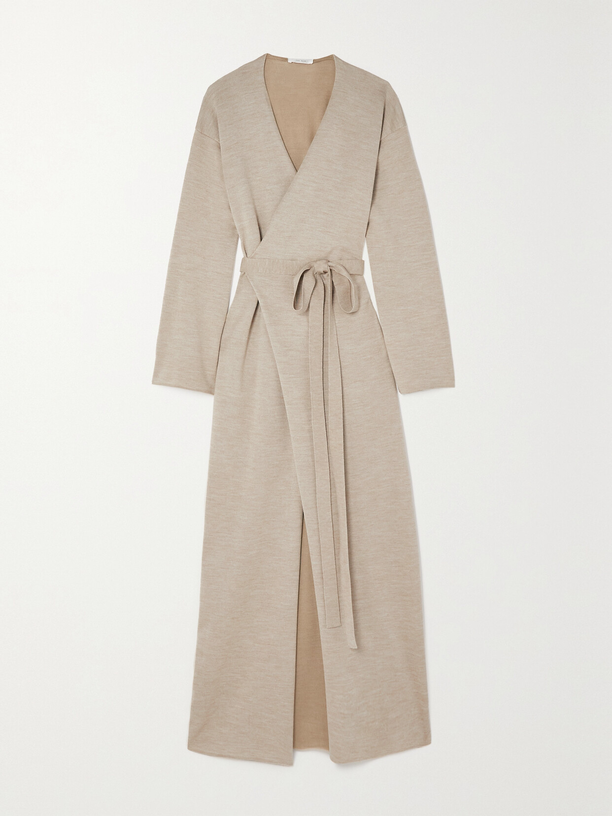 Shop The Row Aras Stretch Wool, Silk And Cashmere-blend Maxi Wrap Dress In Gray