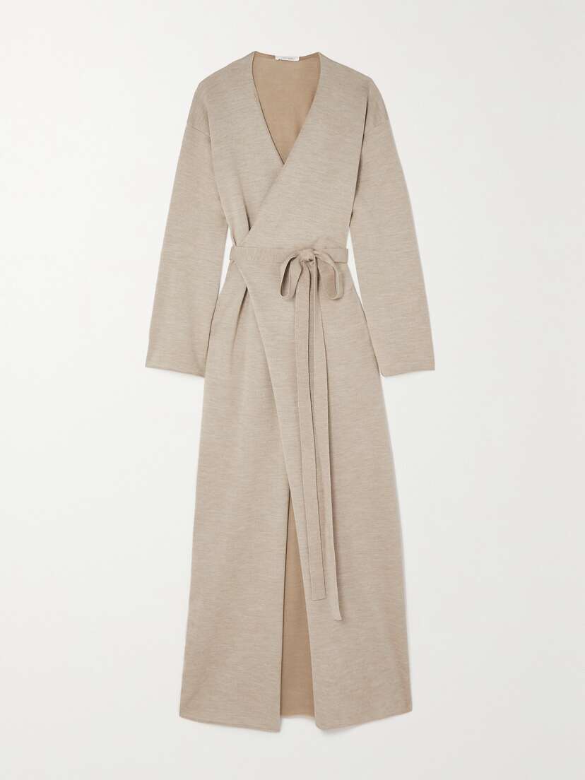The Row Aras Stretch Wool, Silk And Cashmere-blend Maxi Wrap Dress - x large