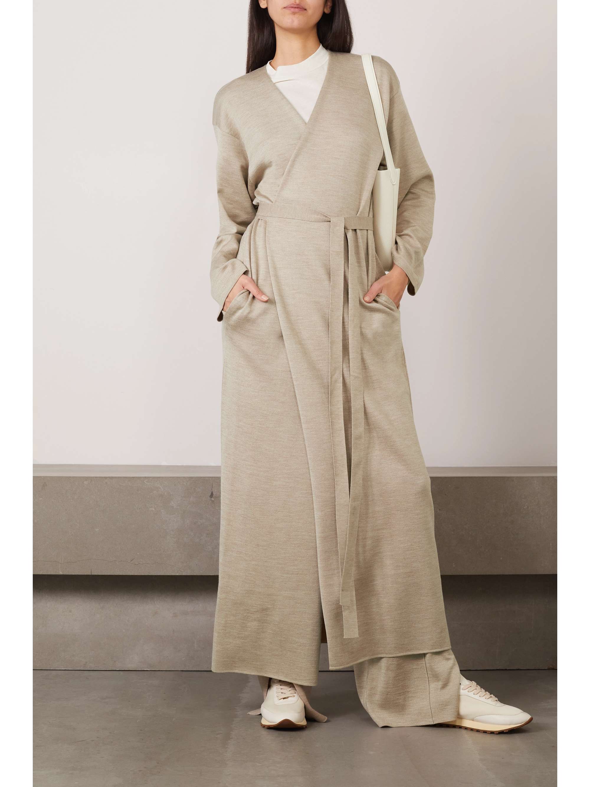THE ROW ストレッチウール シルク カシミヤ混 マキシ丈 ラップワンピース