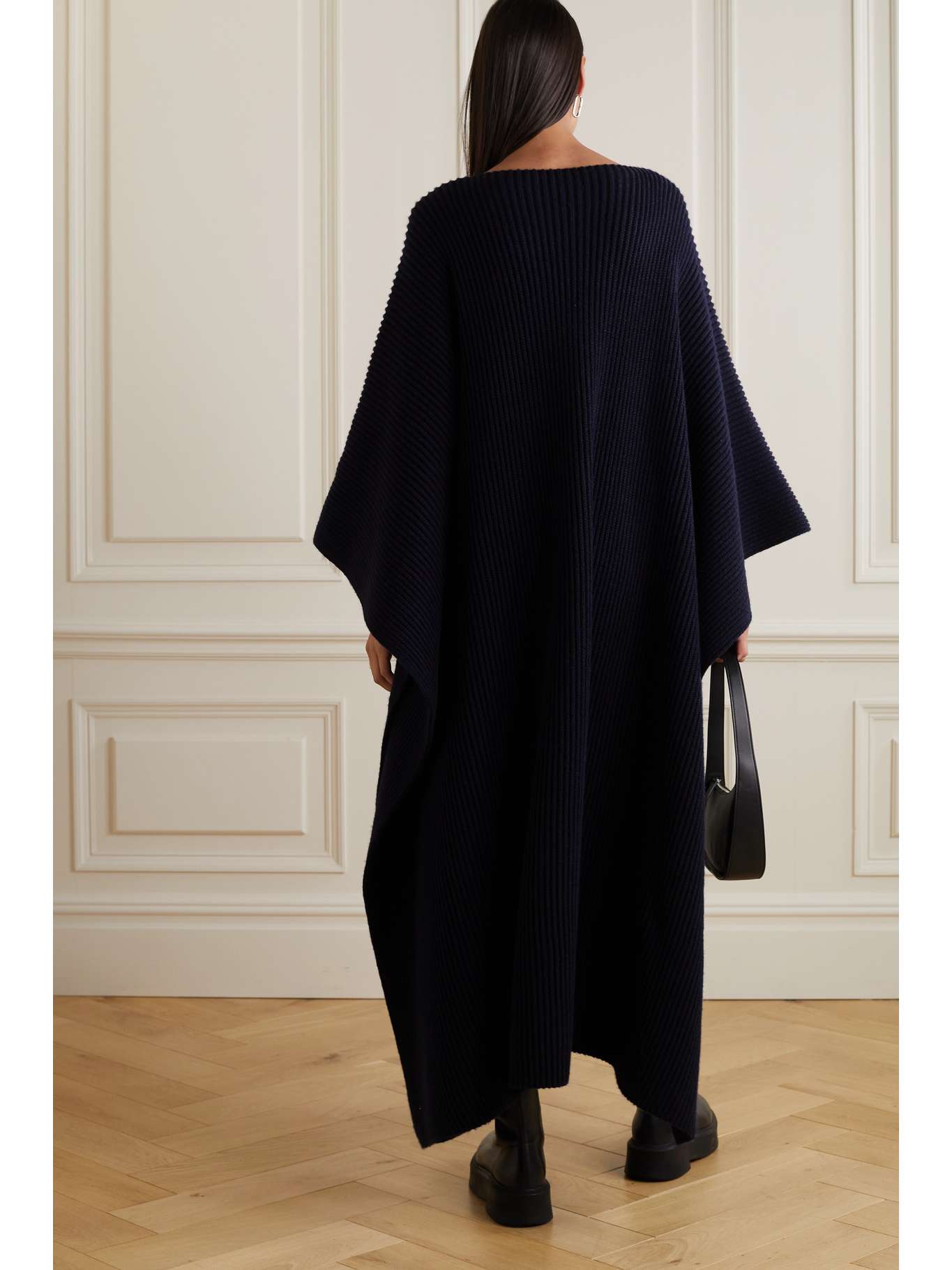 The Row Calfskin Suede Sky Blue Zip-Neck Poncho/Cape