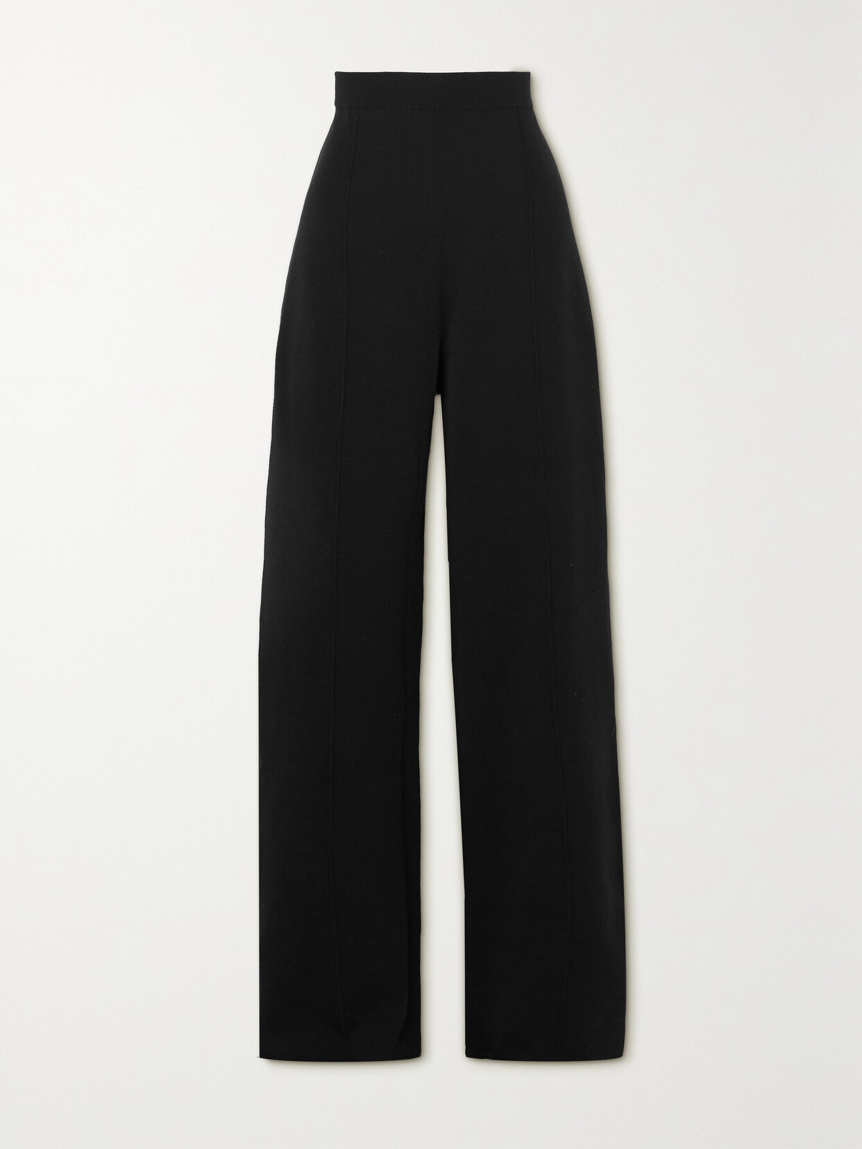 The Row Egle Stretch Wool, Silk And Cashmere-blend Straight-leg Pants In Black