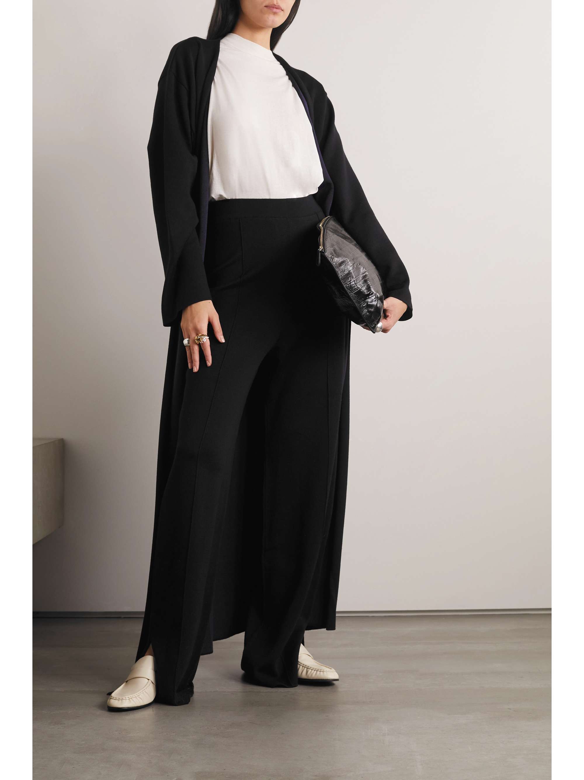 THE ROW Egle stretch wool, silk and cashmere-blend straight-leg pants