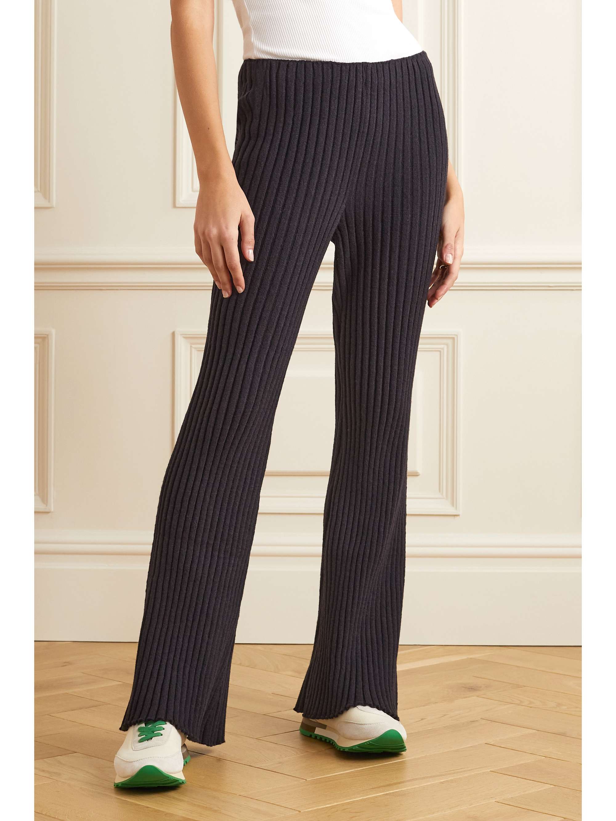 THE ROW カシミヤ リブニット フレアパンツ