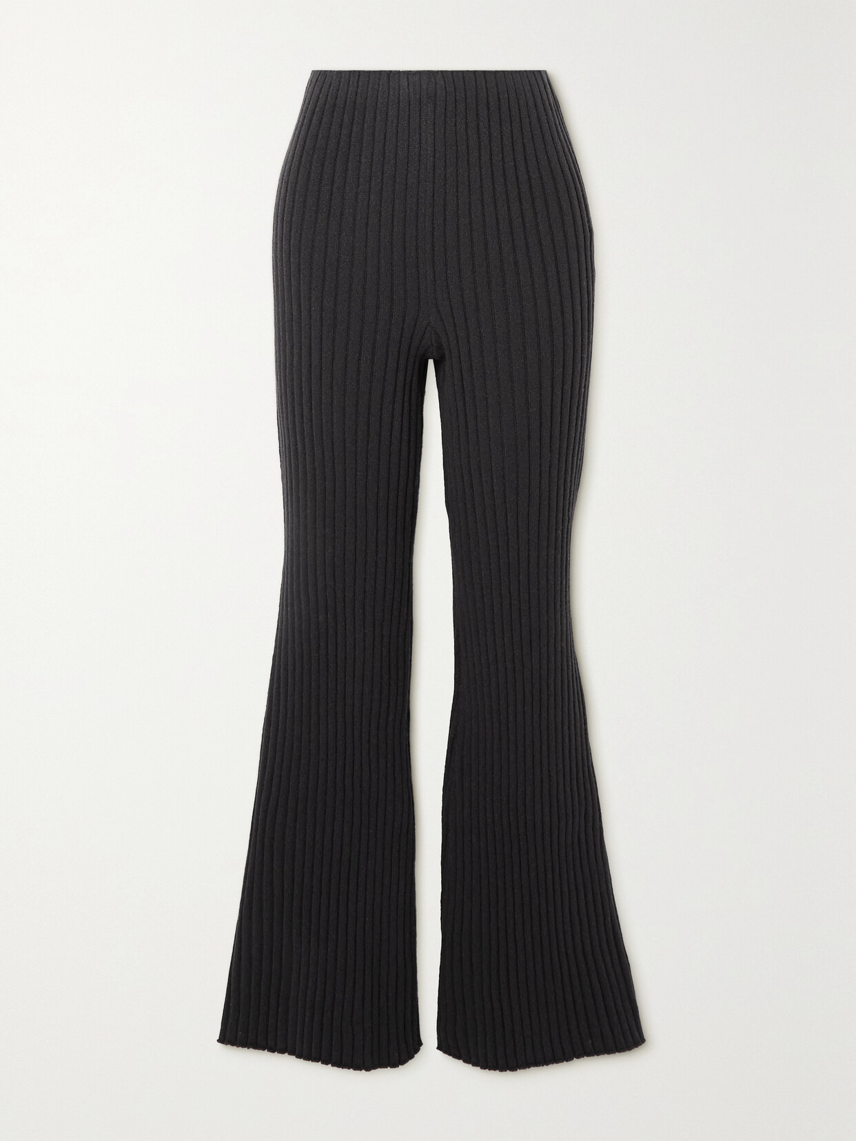 Shop The Row Bija Ribbed Cashmere Flared Pants In Blue