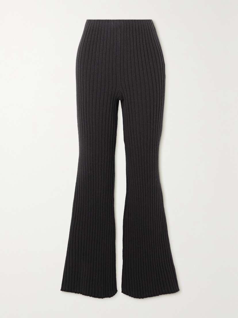 The Row Bija Ribbed Cashmere Flared Pants