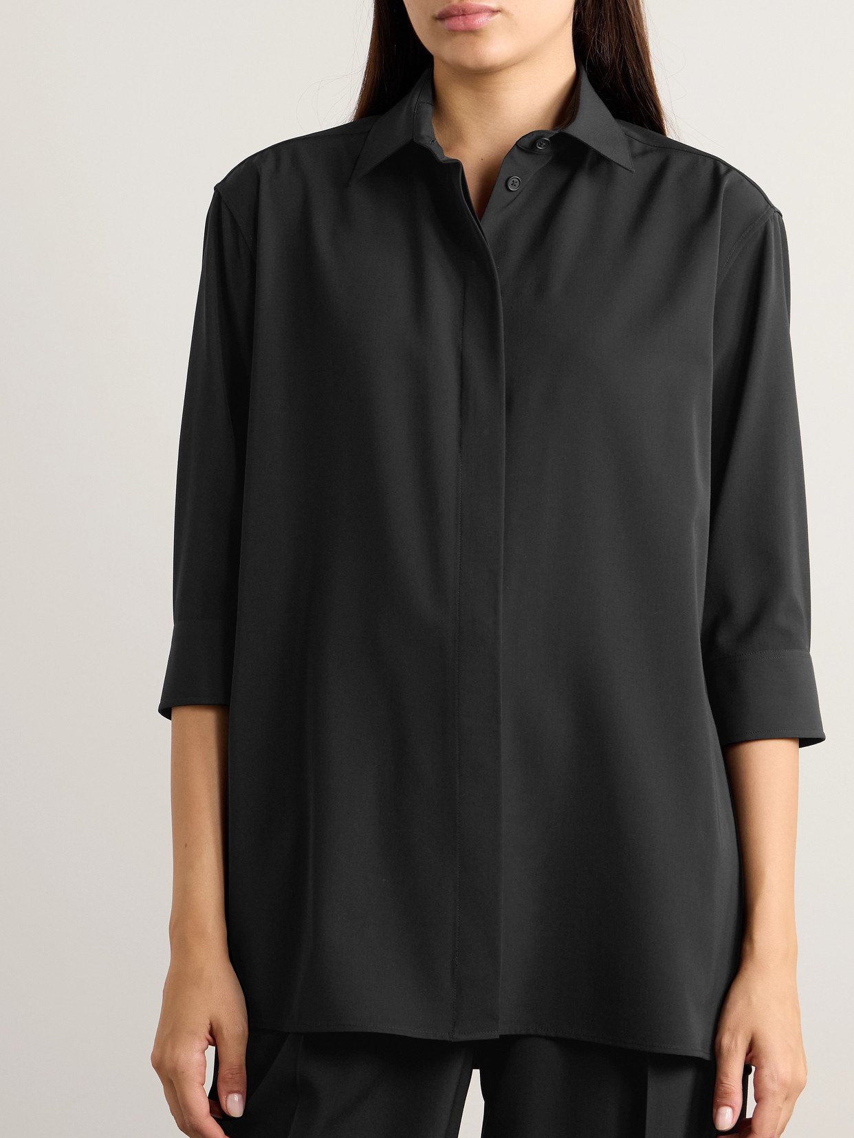 Shop The Row Essentials Elada Crepe Shirt In Black