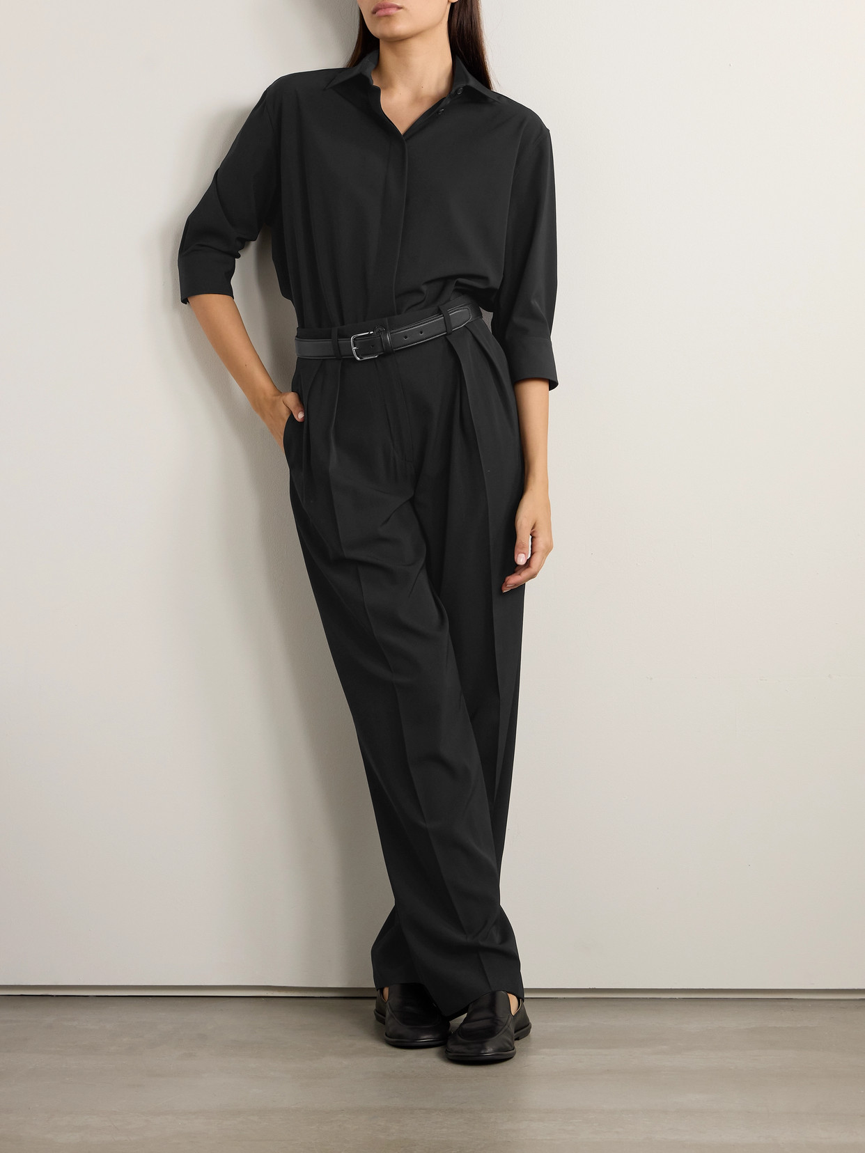 Shop The Row Essentials Elada Crepe Shirt In Black