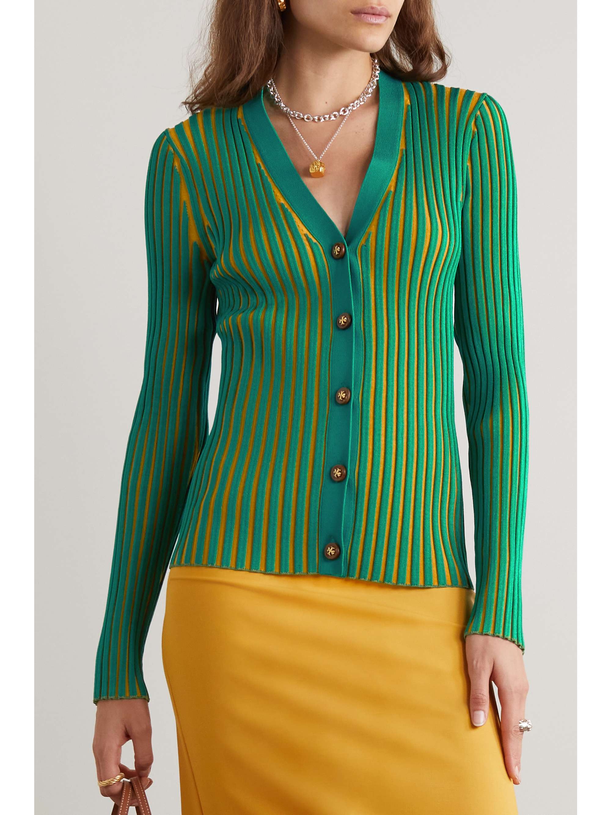 ribbed jersey cardigan | TORY BURCH 
