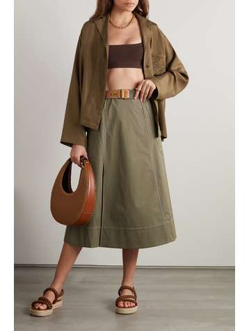 tory burch leather trimmed linen jacket