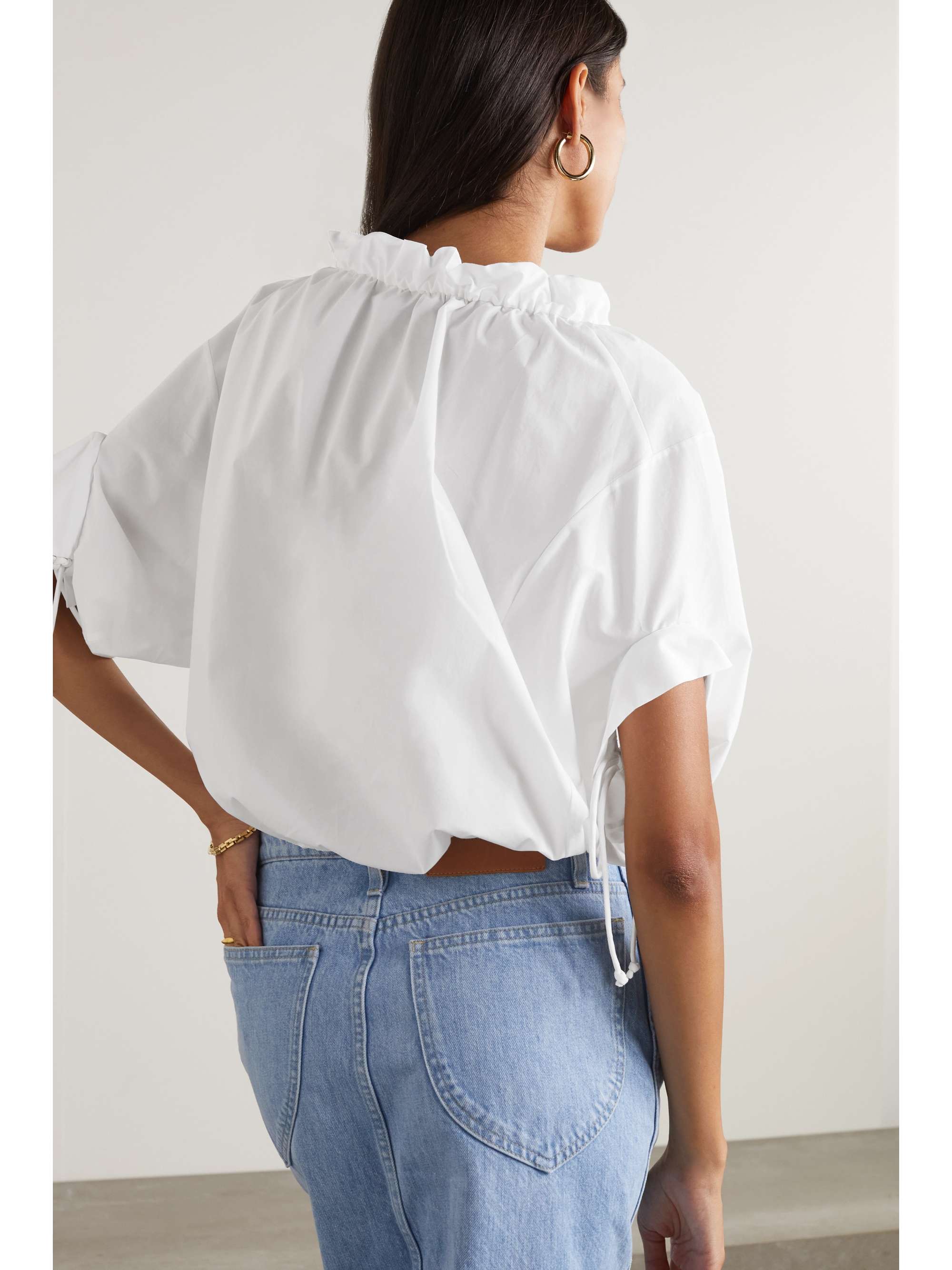 TORY BURCH Pleated cotton-poplin blouse | NET-A-PORTER