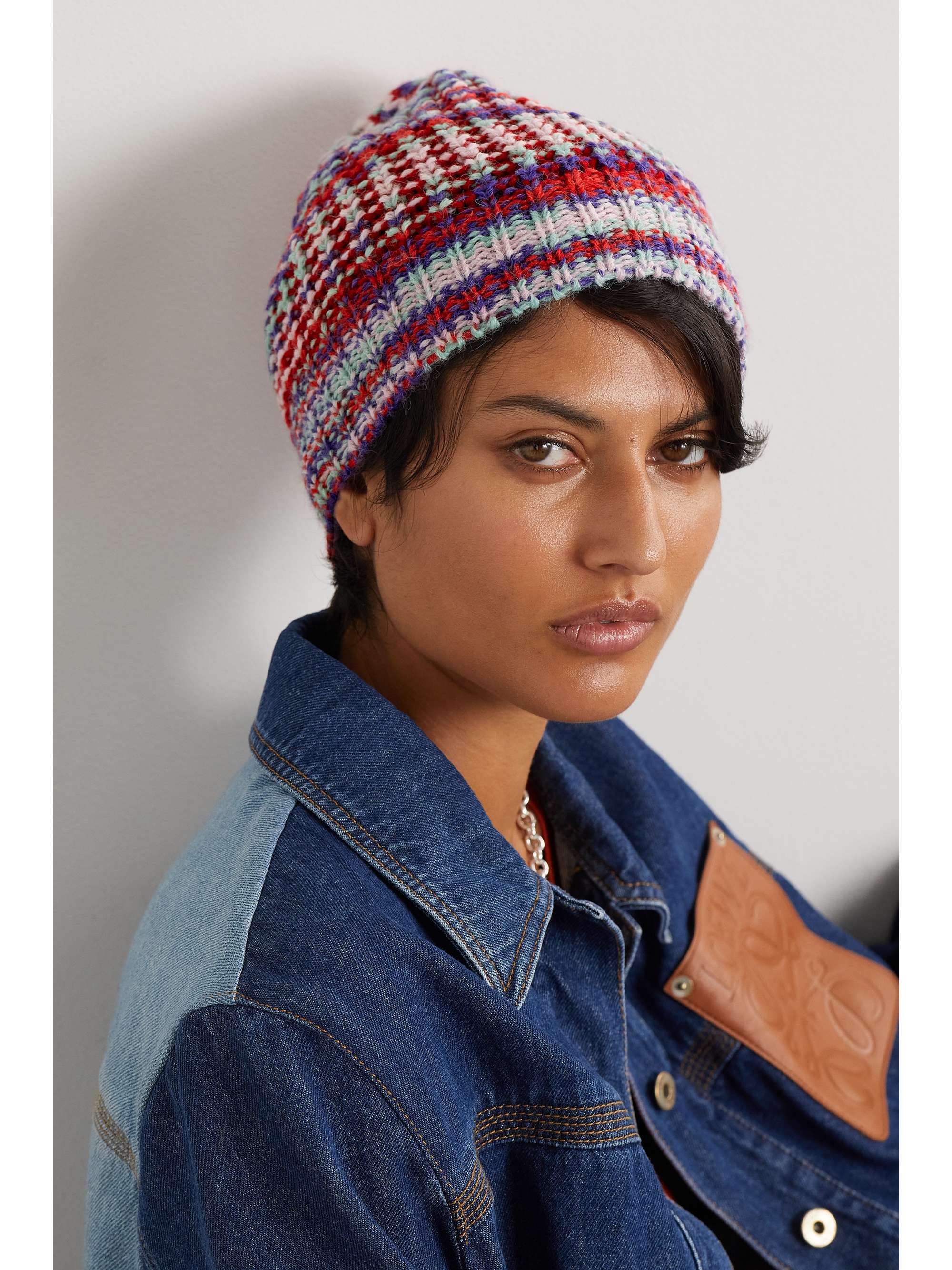 IDEA SPA Crochet-knit wool-blend beanie