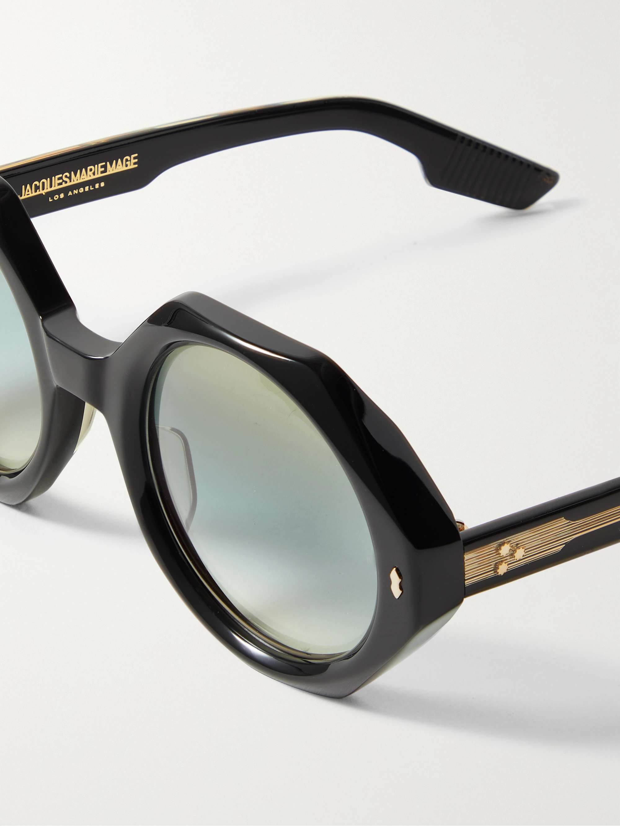 Black Pennylane oversized hexagon-frame acetate and gold-tone ...