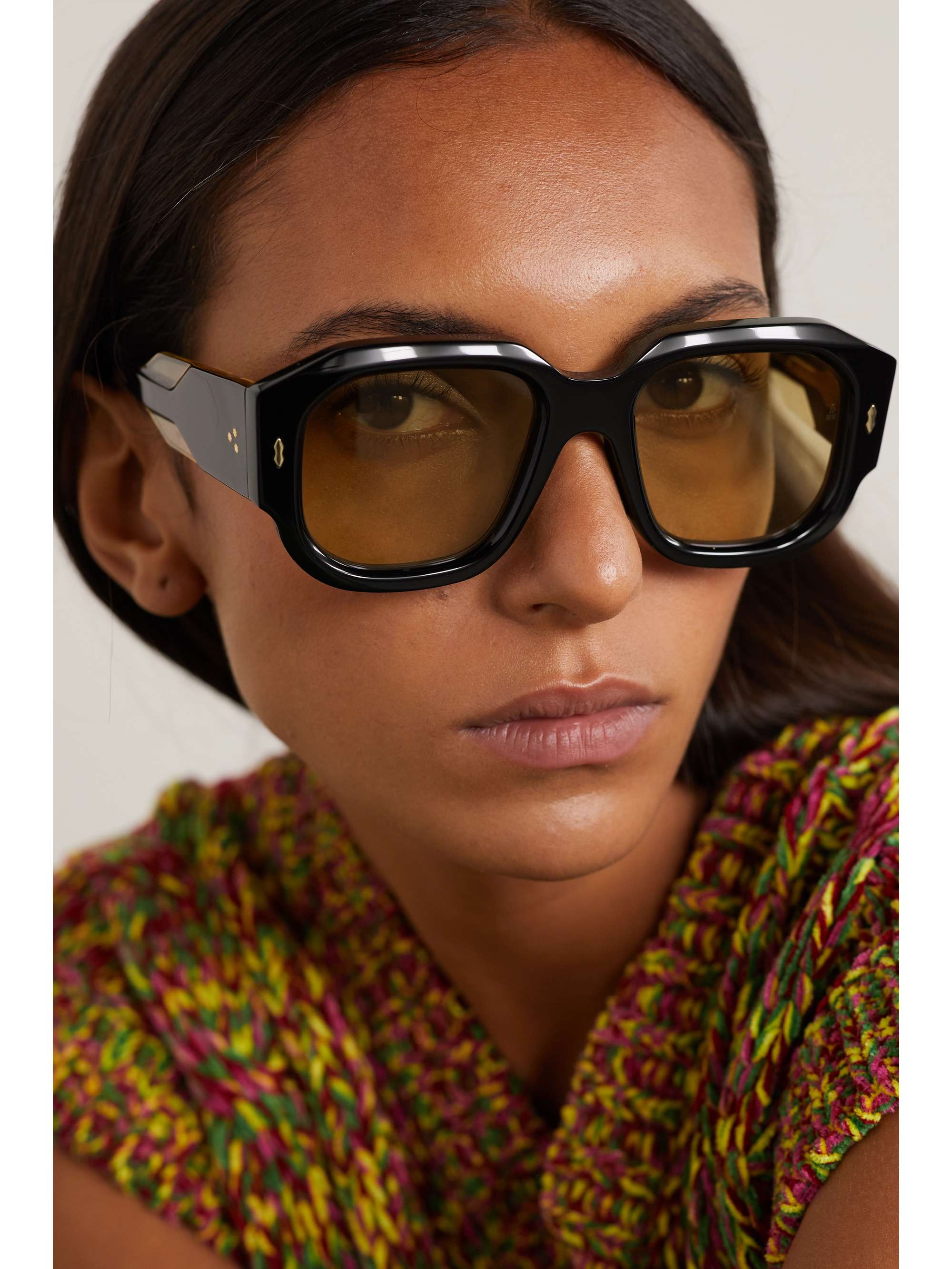JACQUES MARIE MAGE Lacy oversized D-frame acetate sunglasses