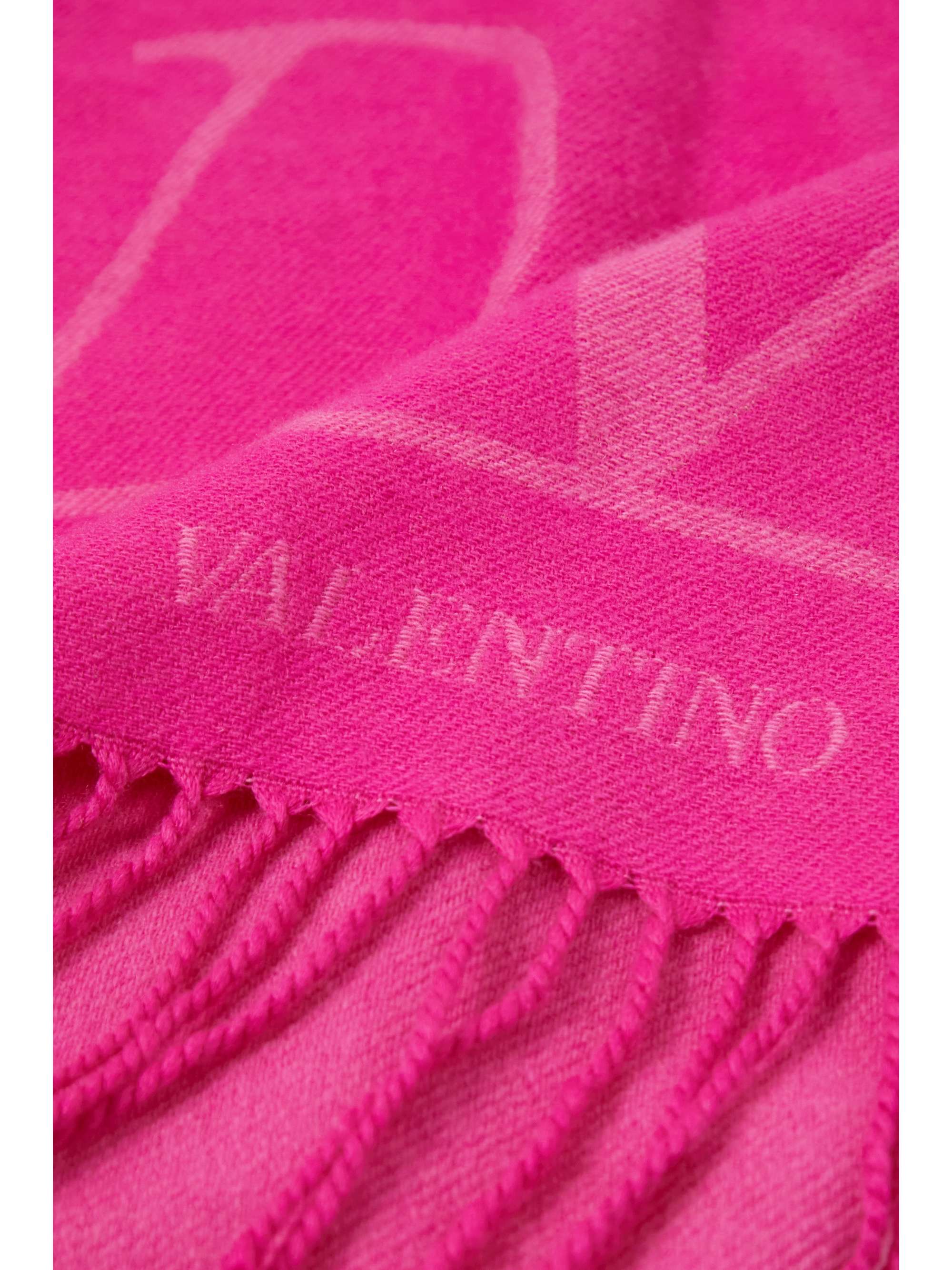 VALENTINO GARAVANI Fringed wool and cashmere-blend jacquard scarf | NET ...