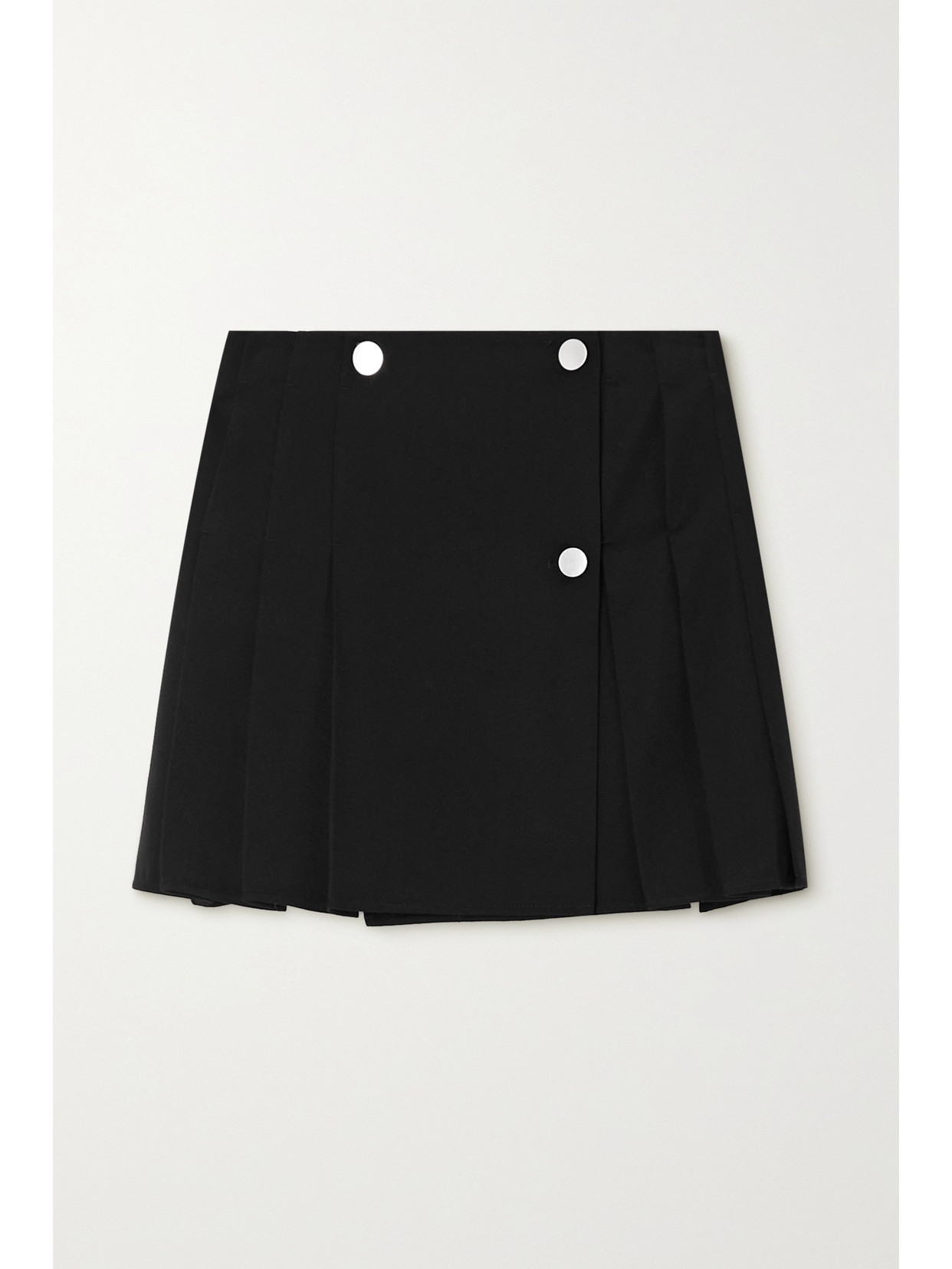 Bottega Veneta Pleated Wool-gabardine Mini Wrap Skirt In Black