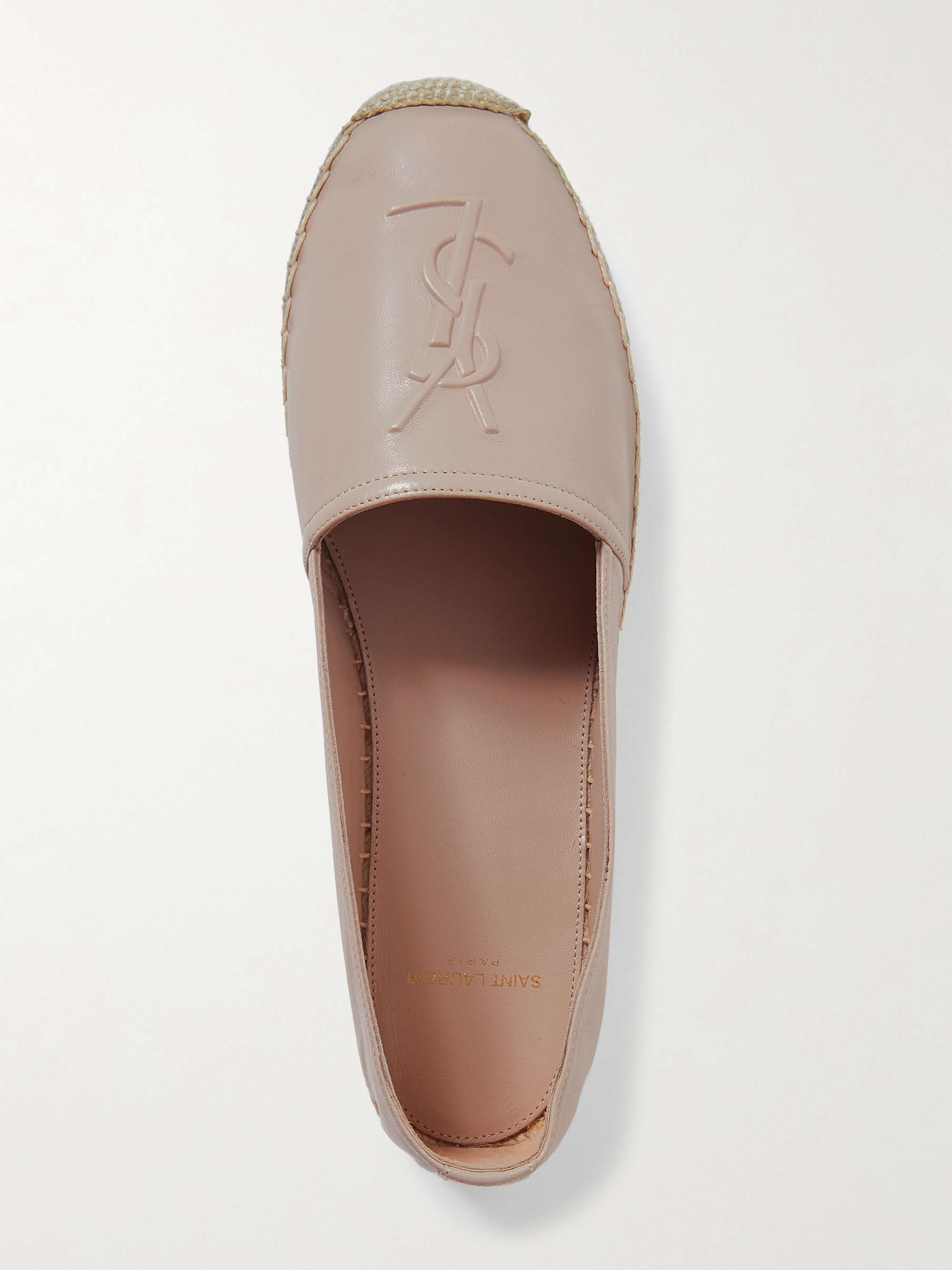 SAINT LAURENT Logo-embossed leather espadrilles
