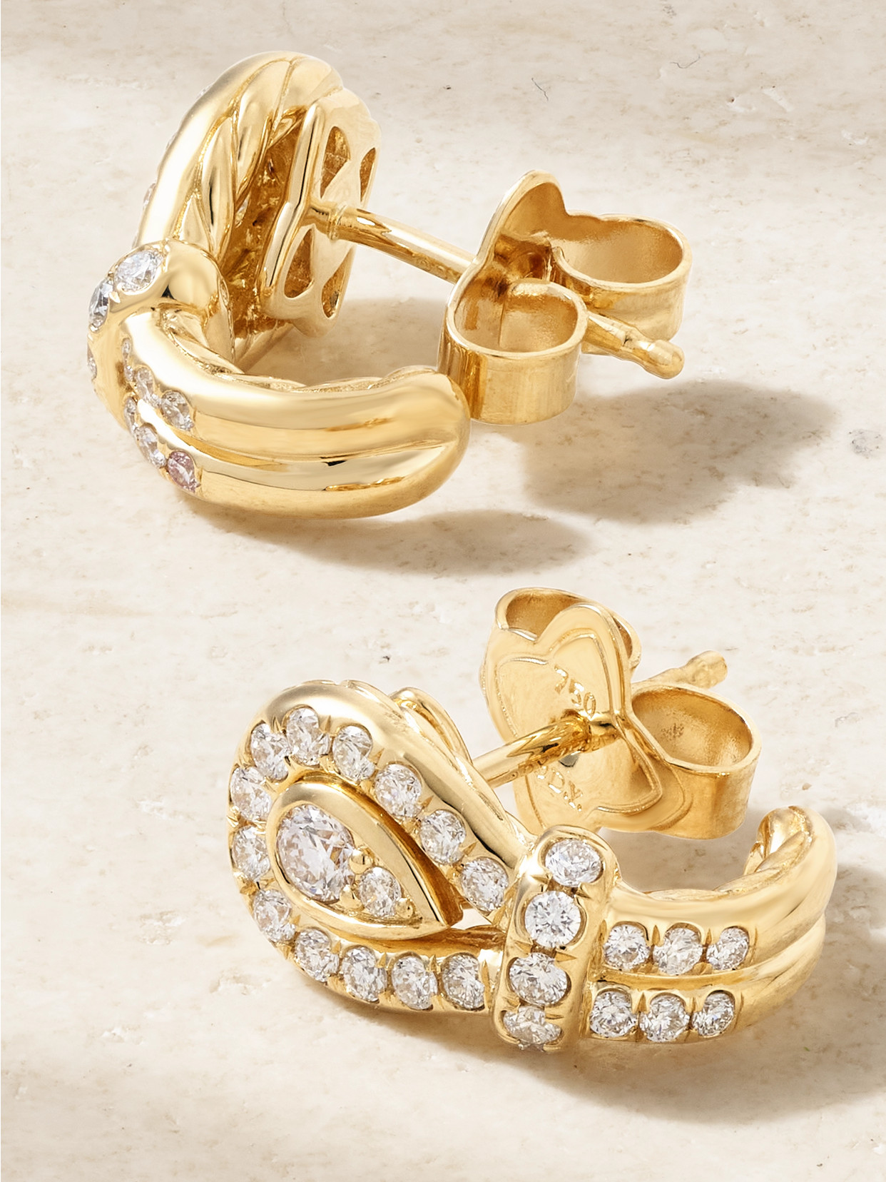 David Yurman Women's Thoroughbred Loop Huggie Hoop Earrings In 18k Yellow Gold With 0.6 Tcw Full Pavé Diamonds In Gold