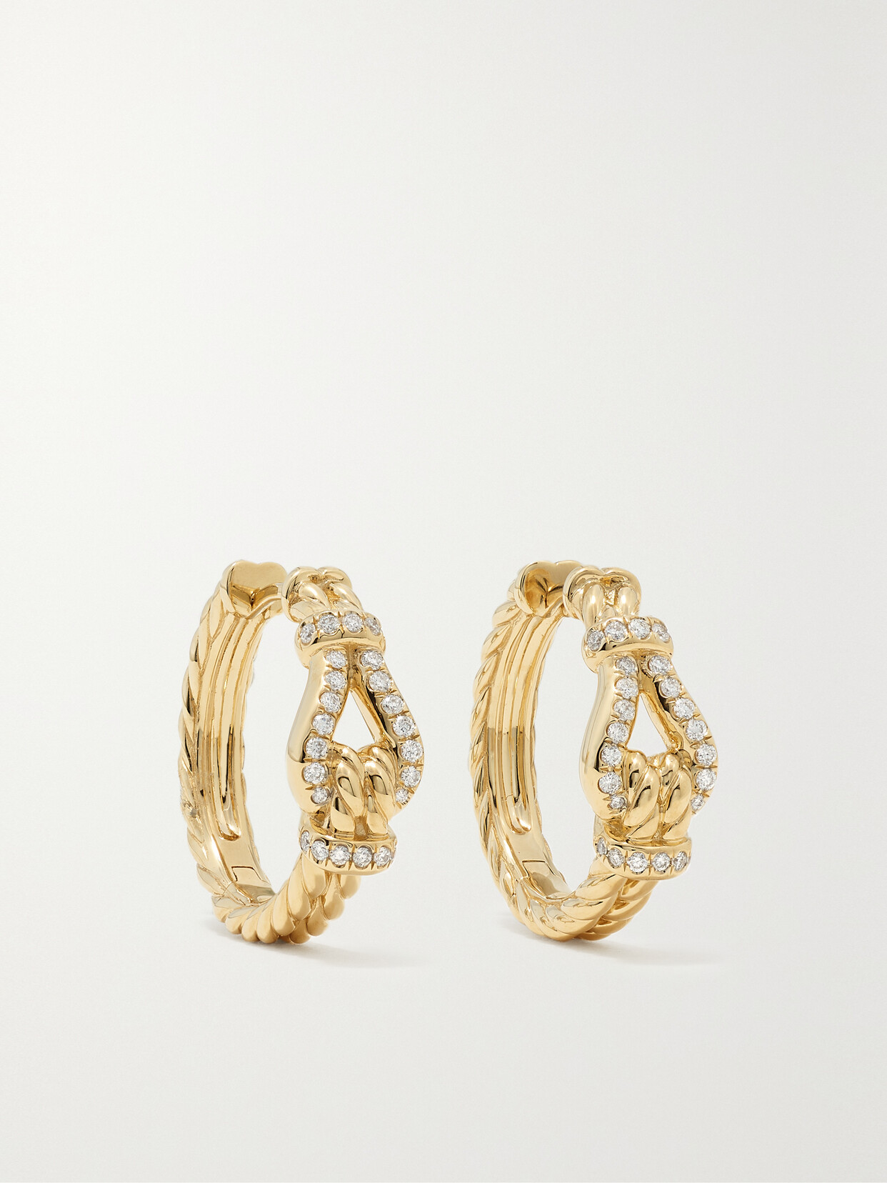 David Yurman Thoroughbred Loop Hoop 18-karat Gold Diamond Earrings