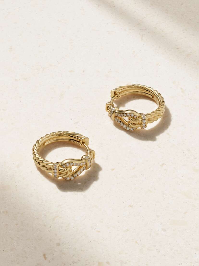 David Yurman Thoroughbred Loop Hoop 18-karat Gold Diamond Earrings