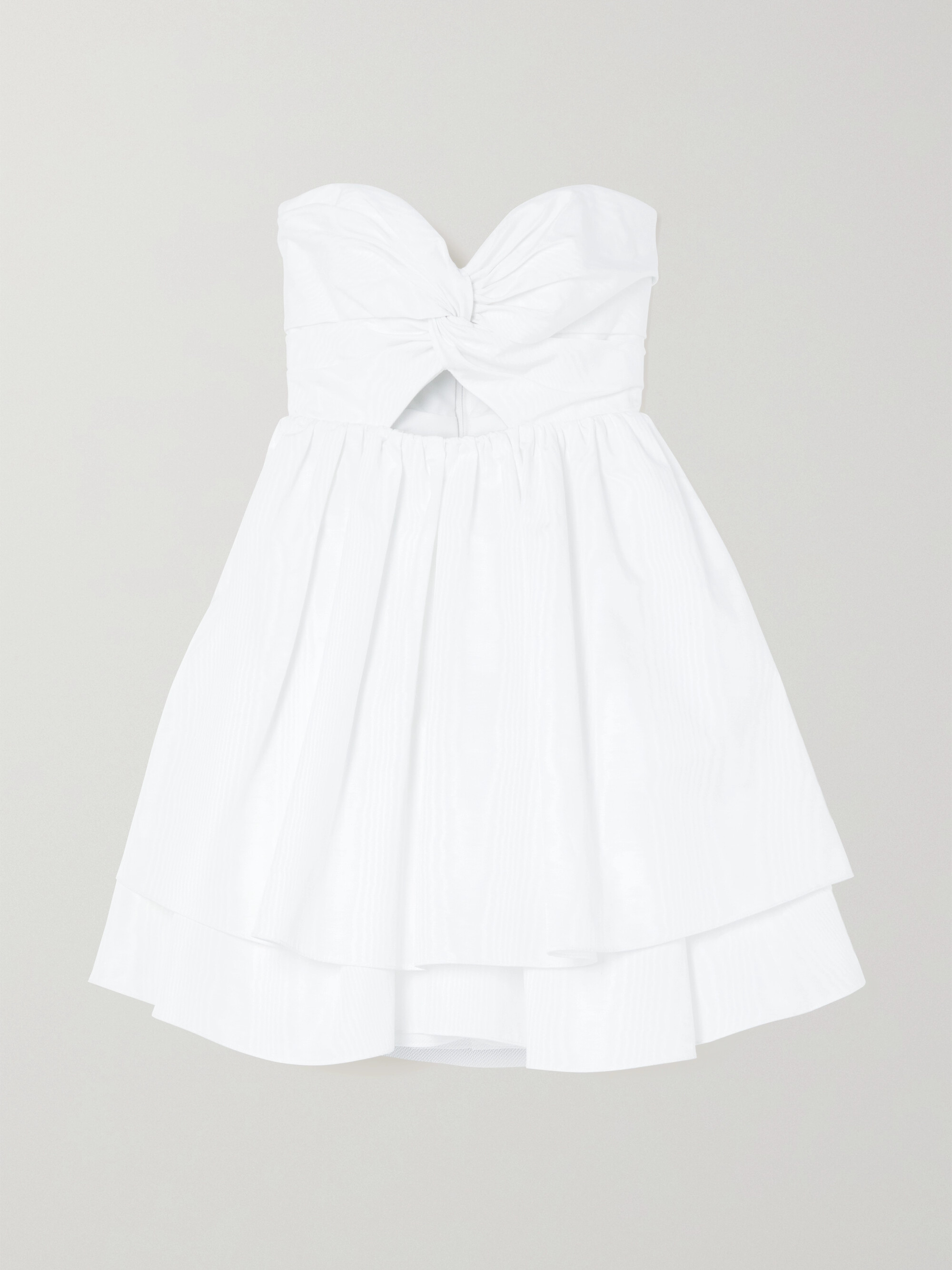 Carolina Herrera Strapless tiered ruffled cutout moire-taffeta mini dress