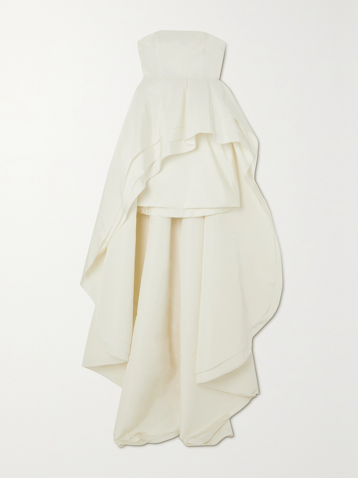 Carolina Herrera Strapless Ruffled Tiered Silk-faille Gown - White