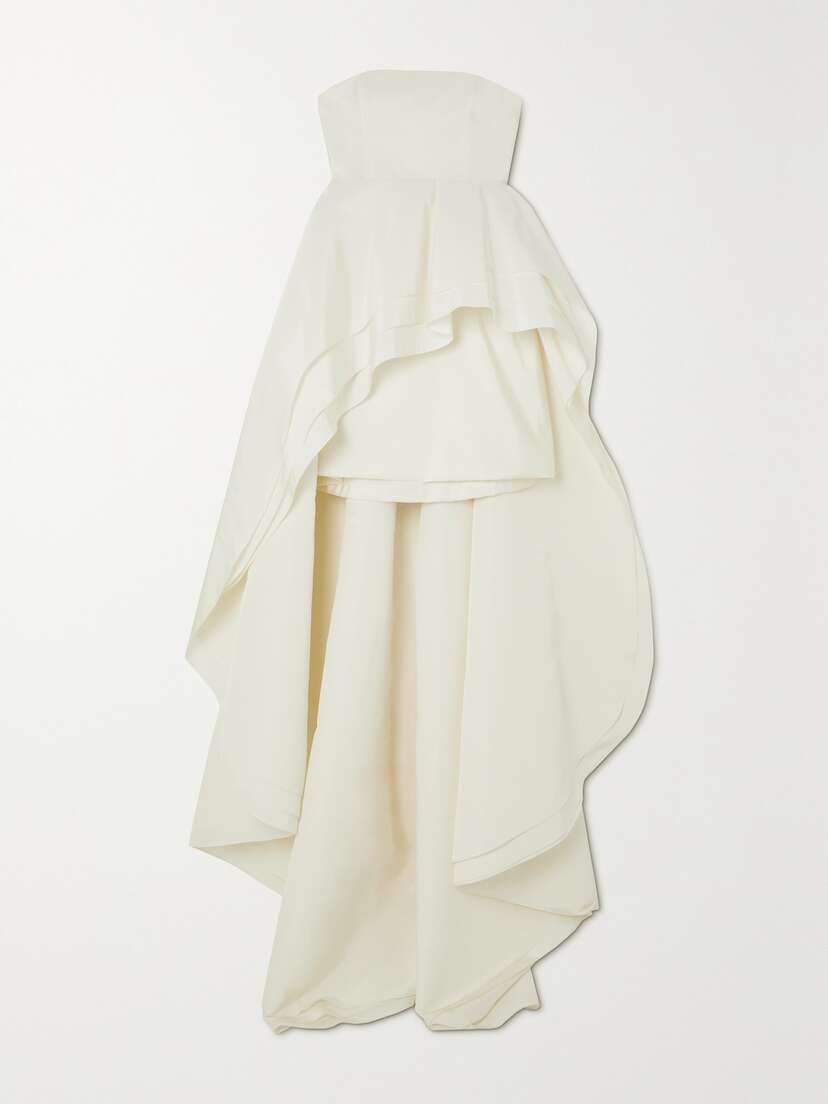 Carolina Herrera Strapless Ruffled Tiered Silk-faille Gown