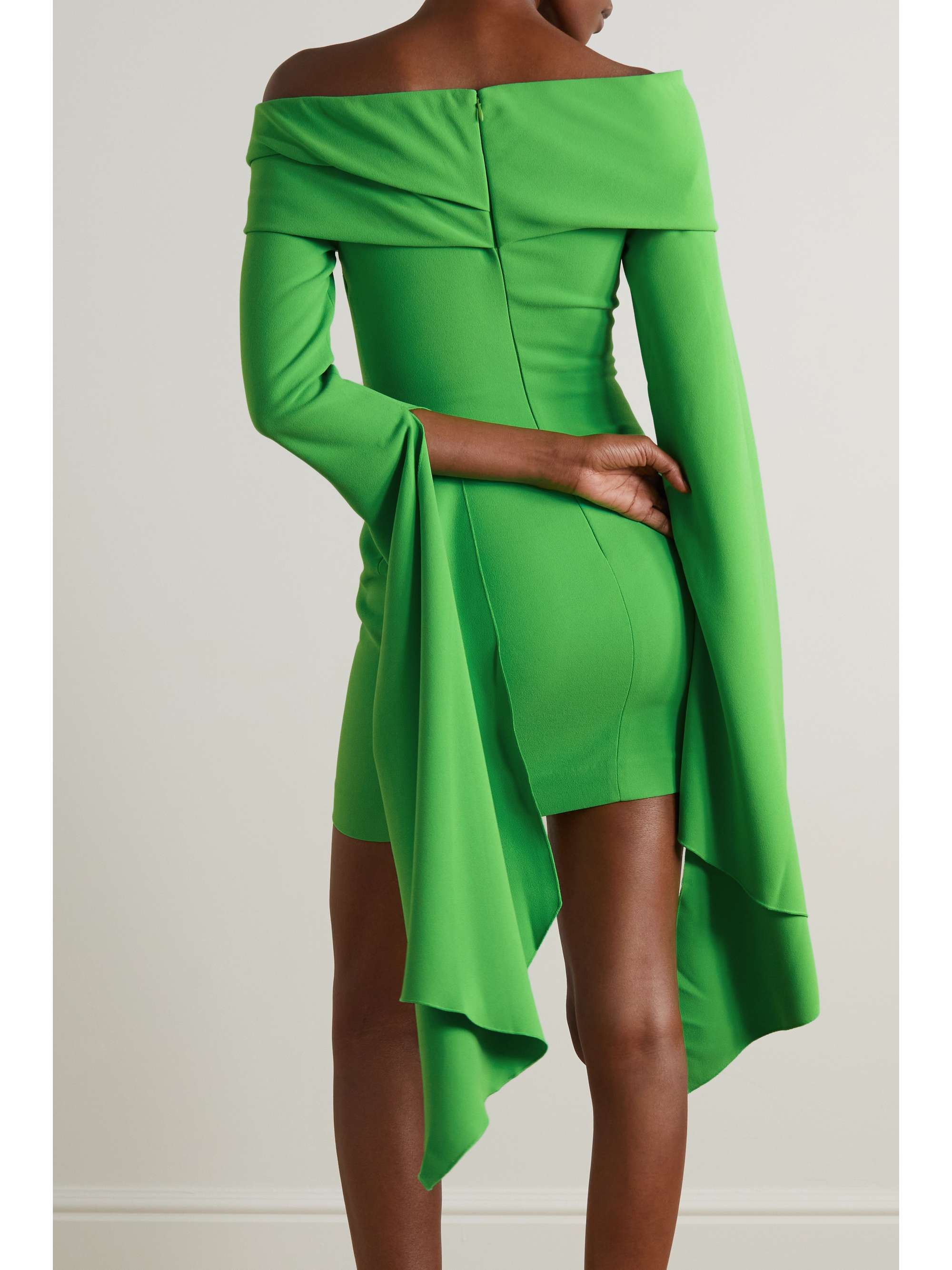 SOLACE LONDON Off-the-shoulder draped crepe mini dress