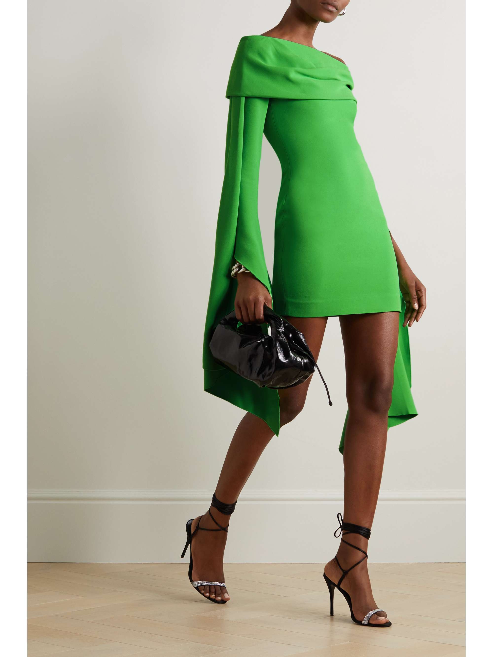 SOLACE LONDON Off-the-shoulder draped crepe mini dress