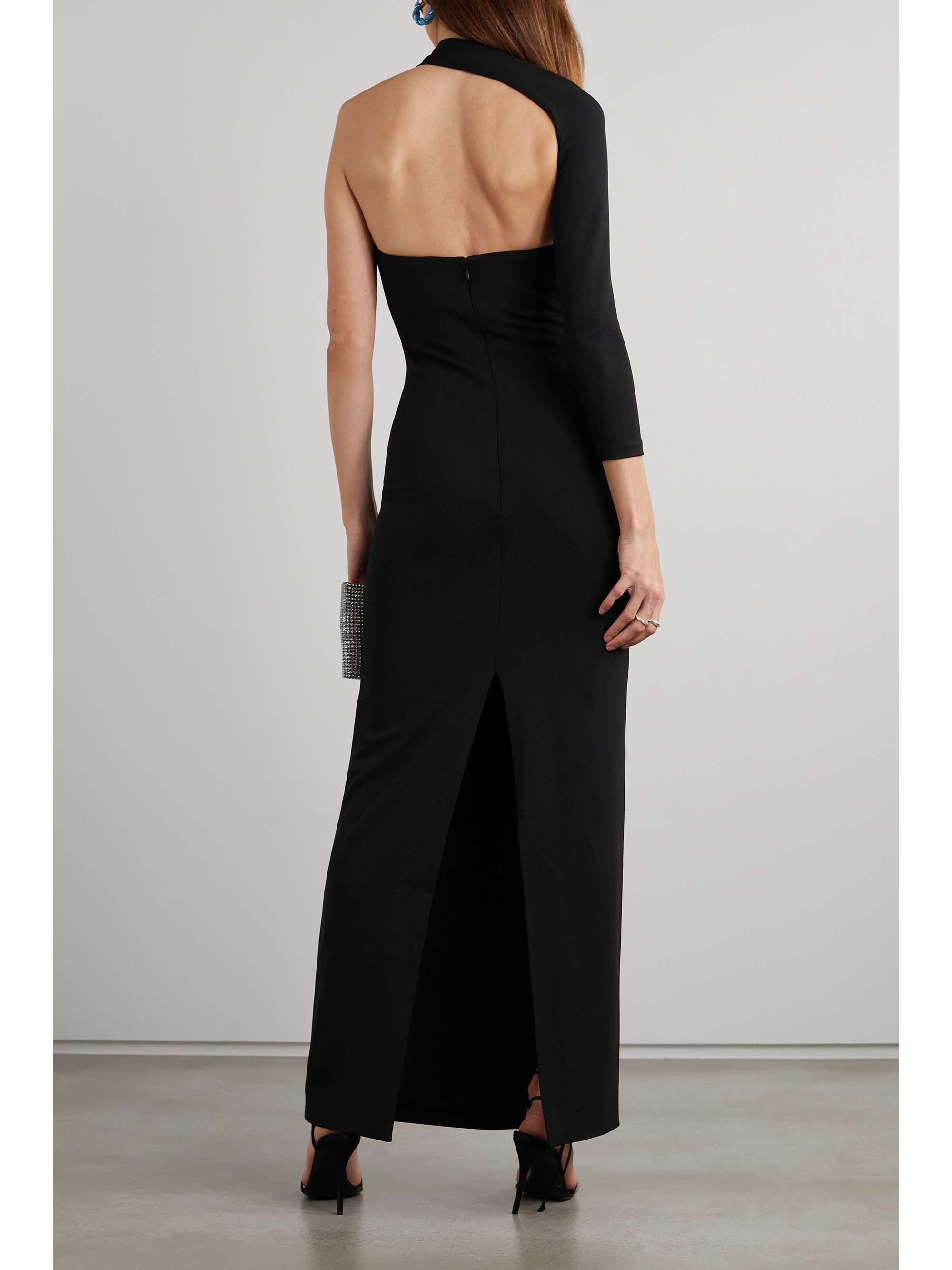 SOLACE LONDON Saren one-shoulder stretch-crepe gown