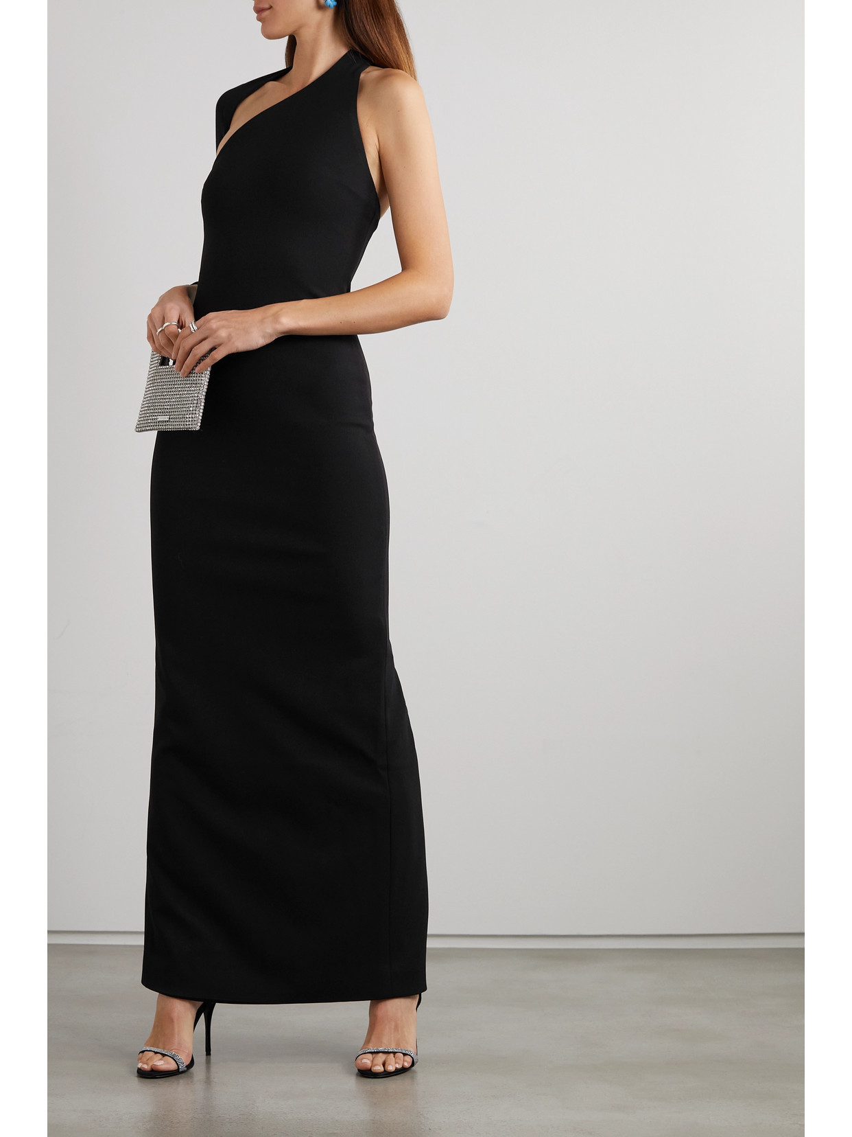 Solace London Saren One Shoulder Evening Gown In Nero | ModeSens