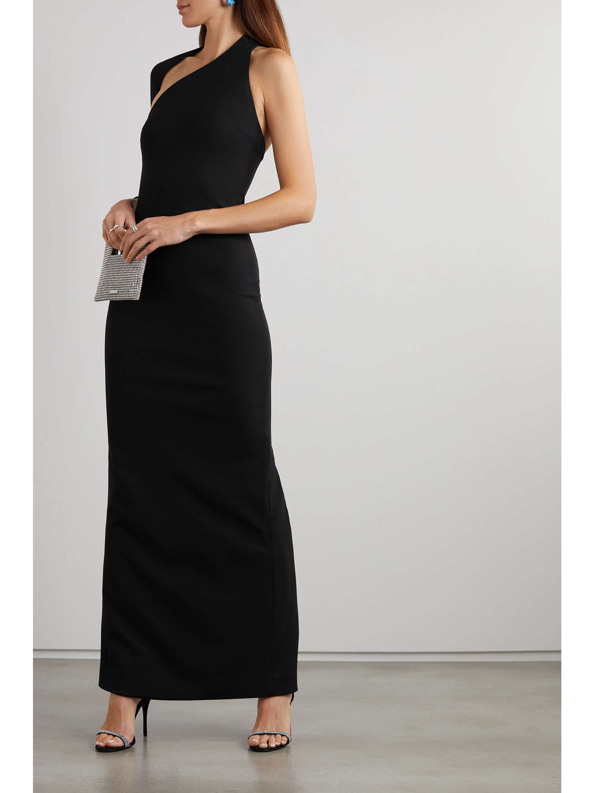 SOLACE LONDON Saren one-shoulder stretch-crepe gown