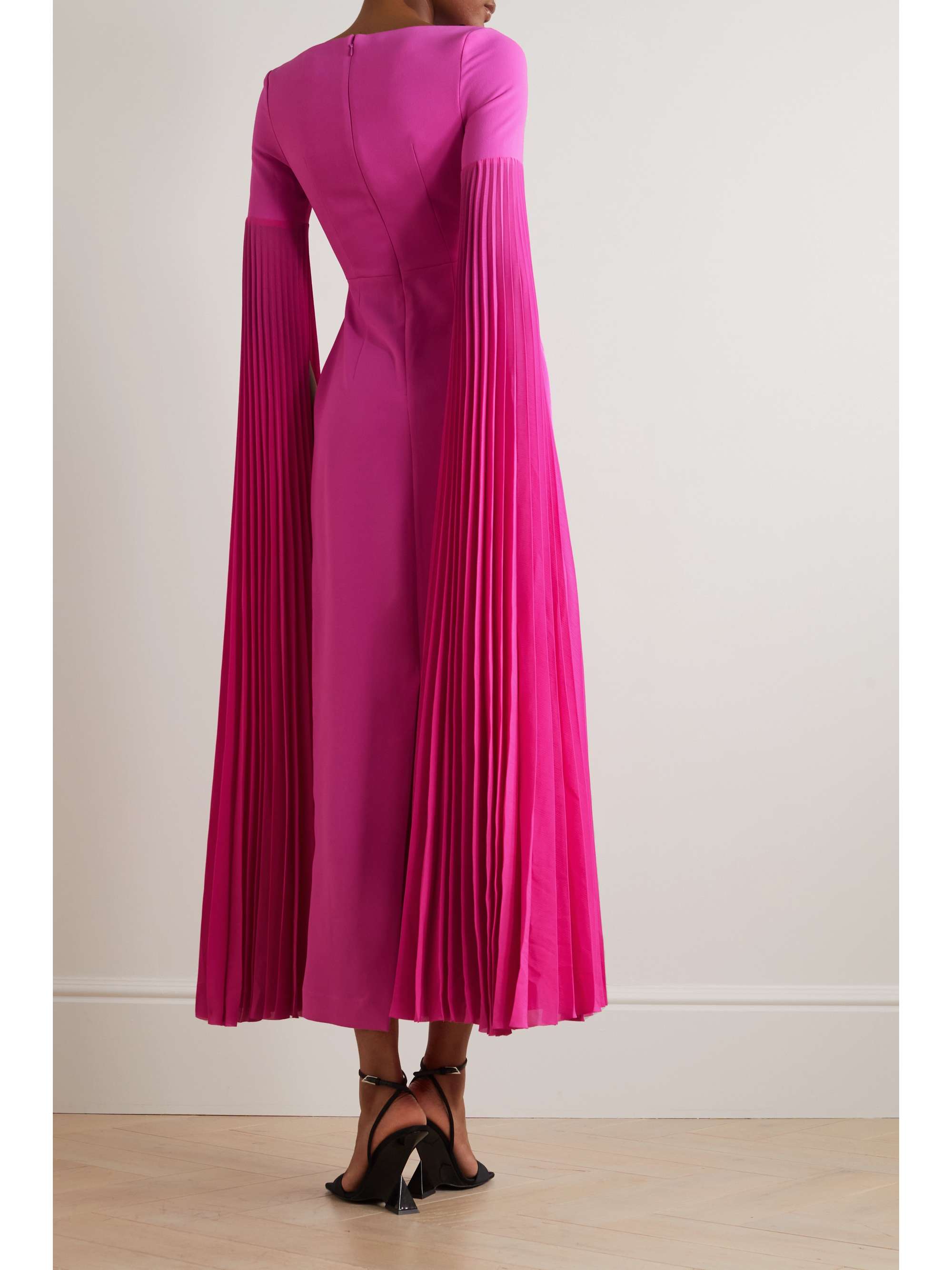 SOLACE LONDON Grace crepe and pleated chiffon gown