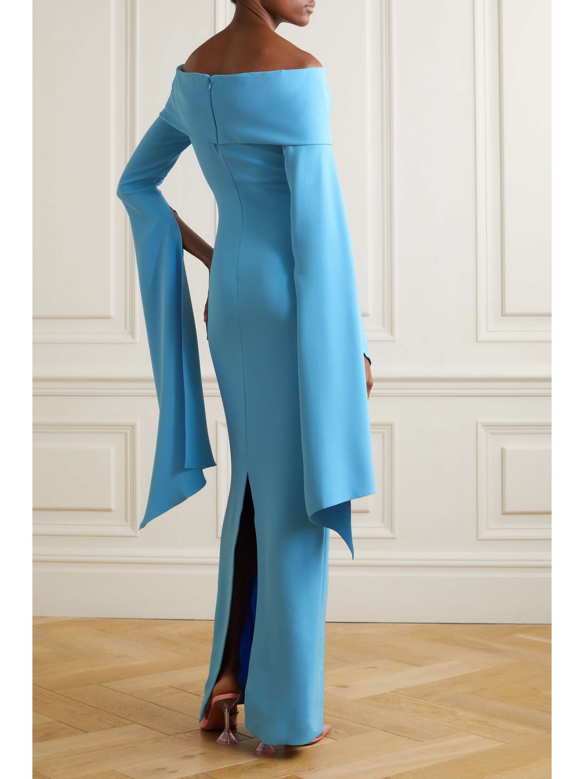 SOLACE LONDON Arden draped off-the-shoulder crepe maxi dress