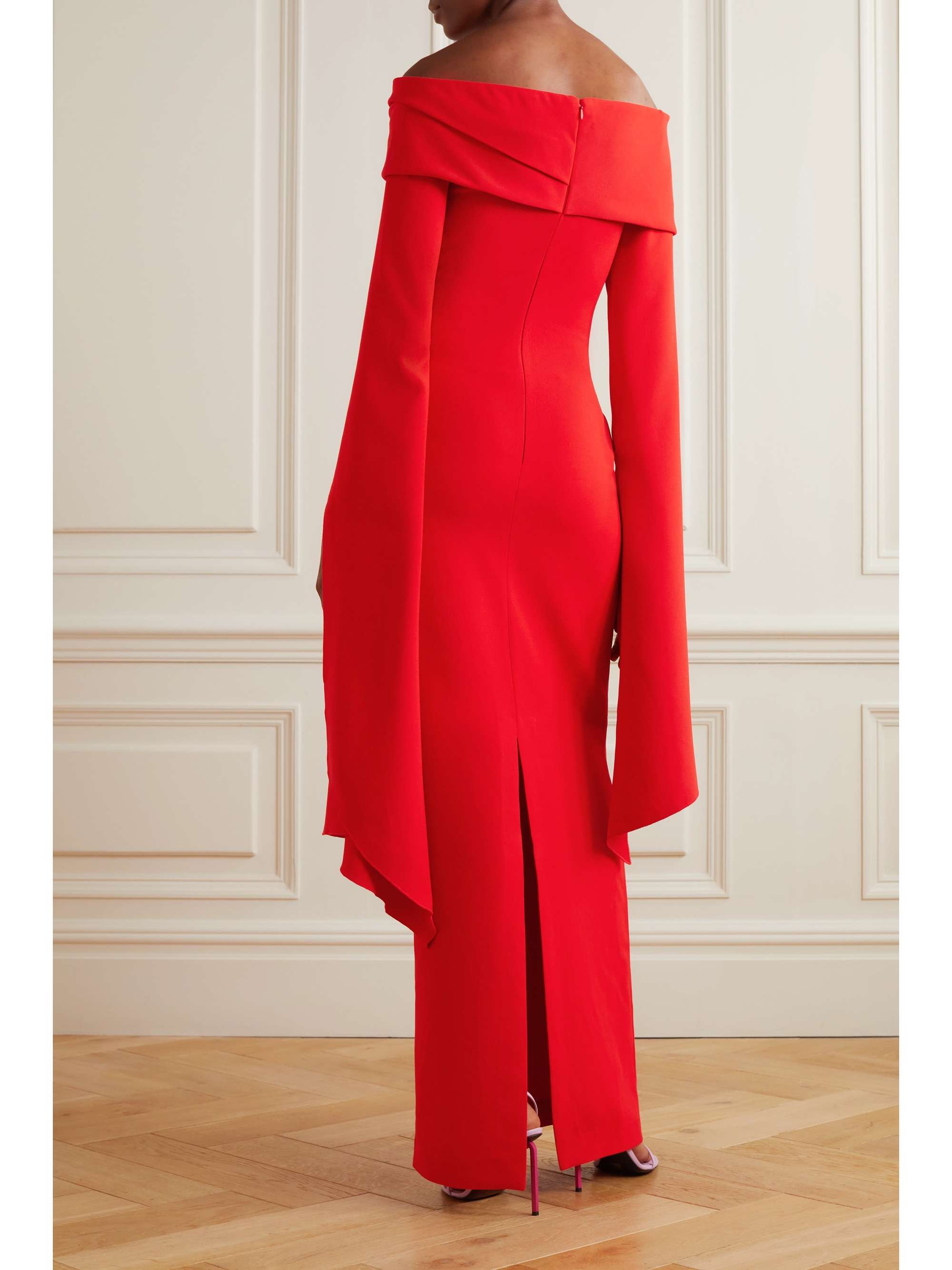 SOLACE LONDON Arden draped off-the-shoulder crepe maxi dress