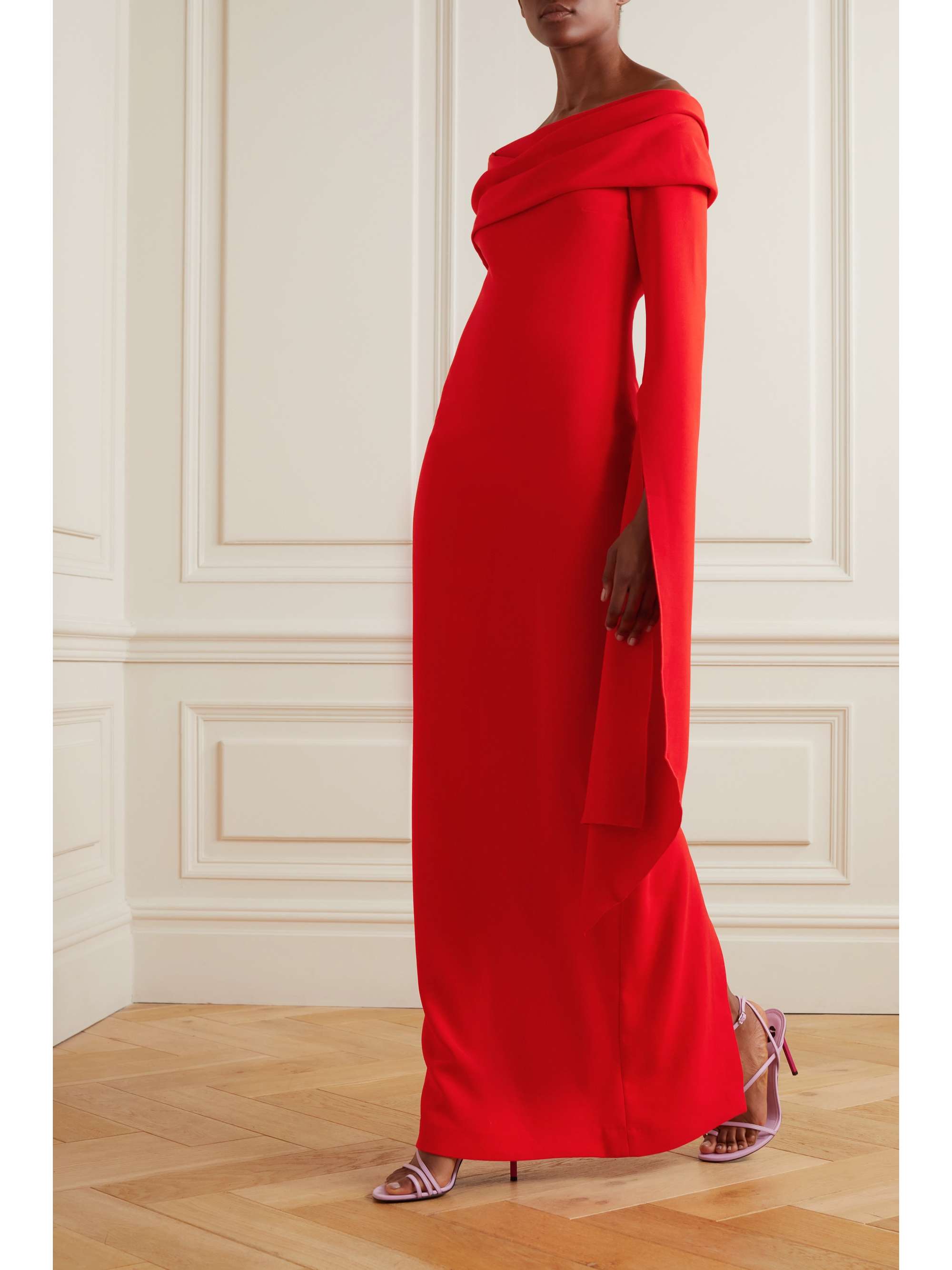 SOLACE LONDON Arden draped off-the-shoulder crepe maxi dress