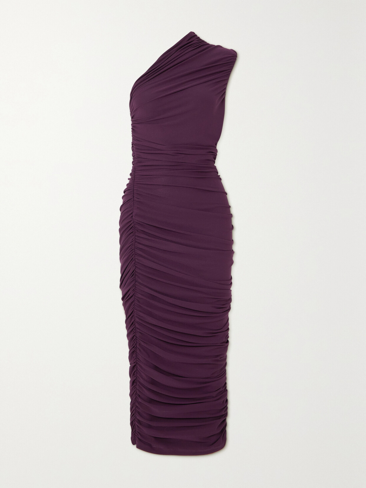 Solace London Amaya One-shoulder Ruched Jersey-crepe Midi Dress