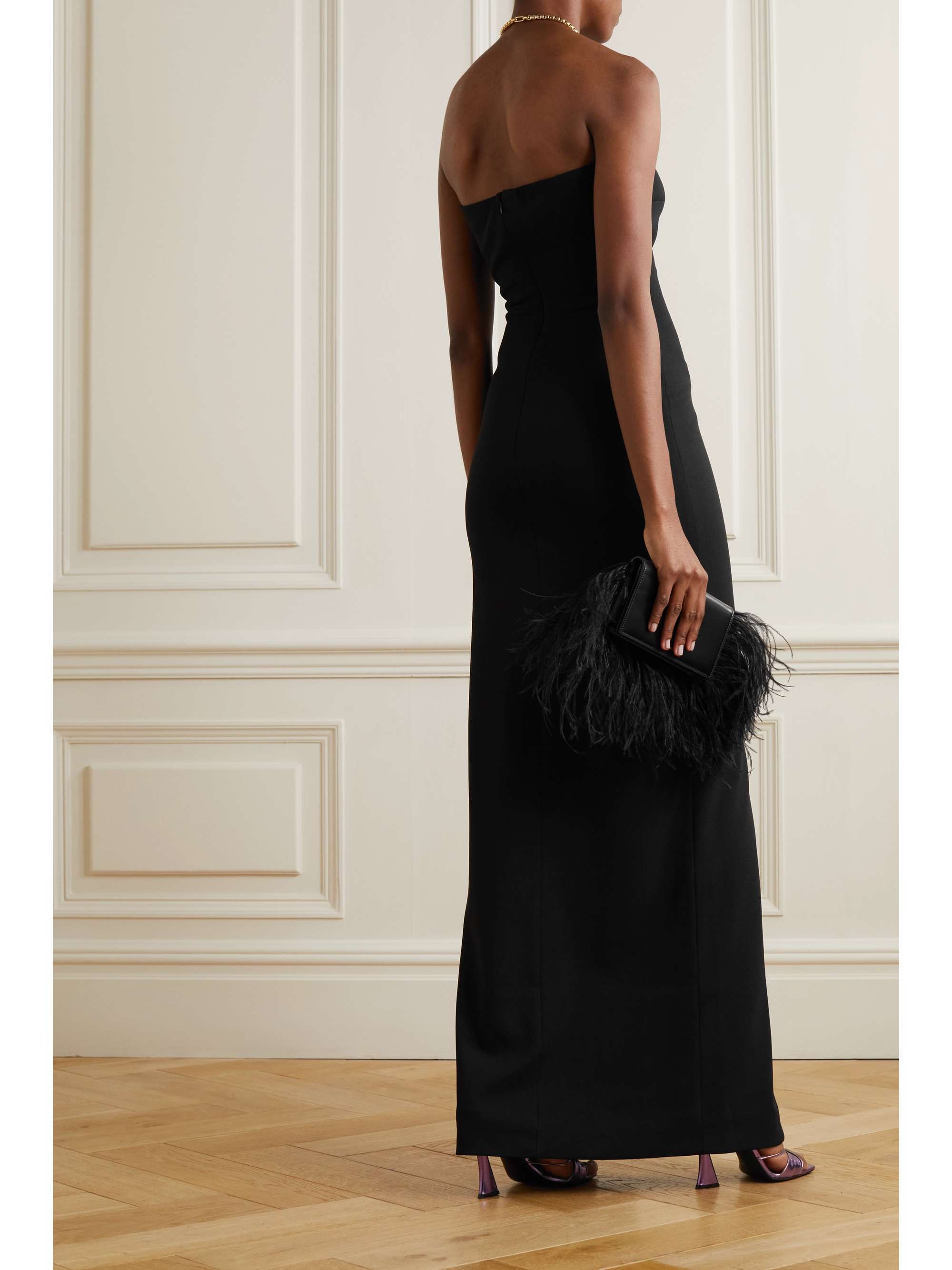 SOLACE LONDON ストレッチクレープ ストラップレス マキシワンピース