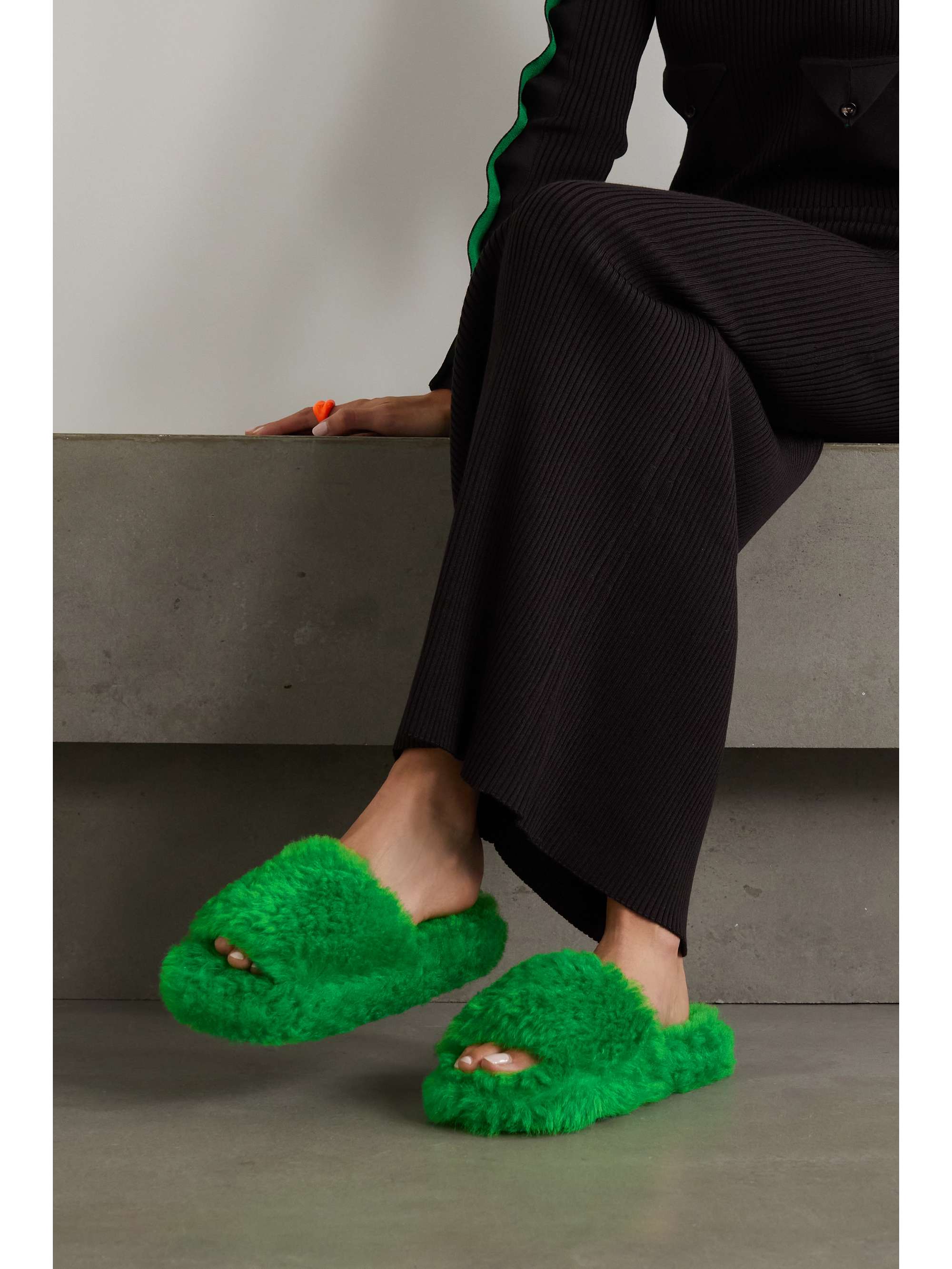 BOTTEGA VENETA Shearling slides | NET-A-PORTER