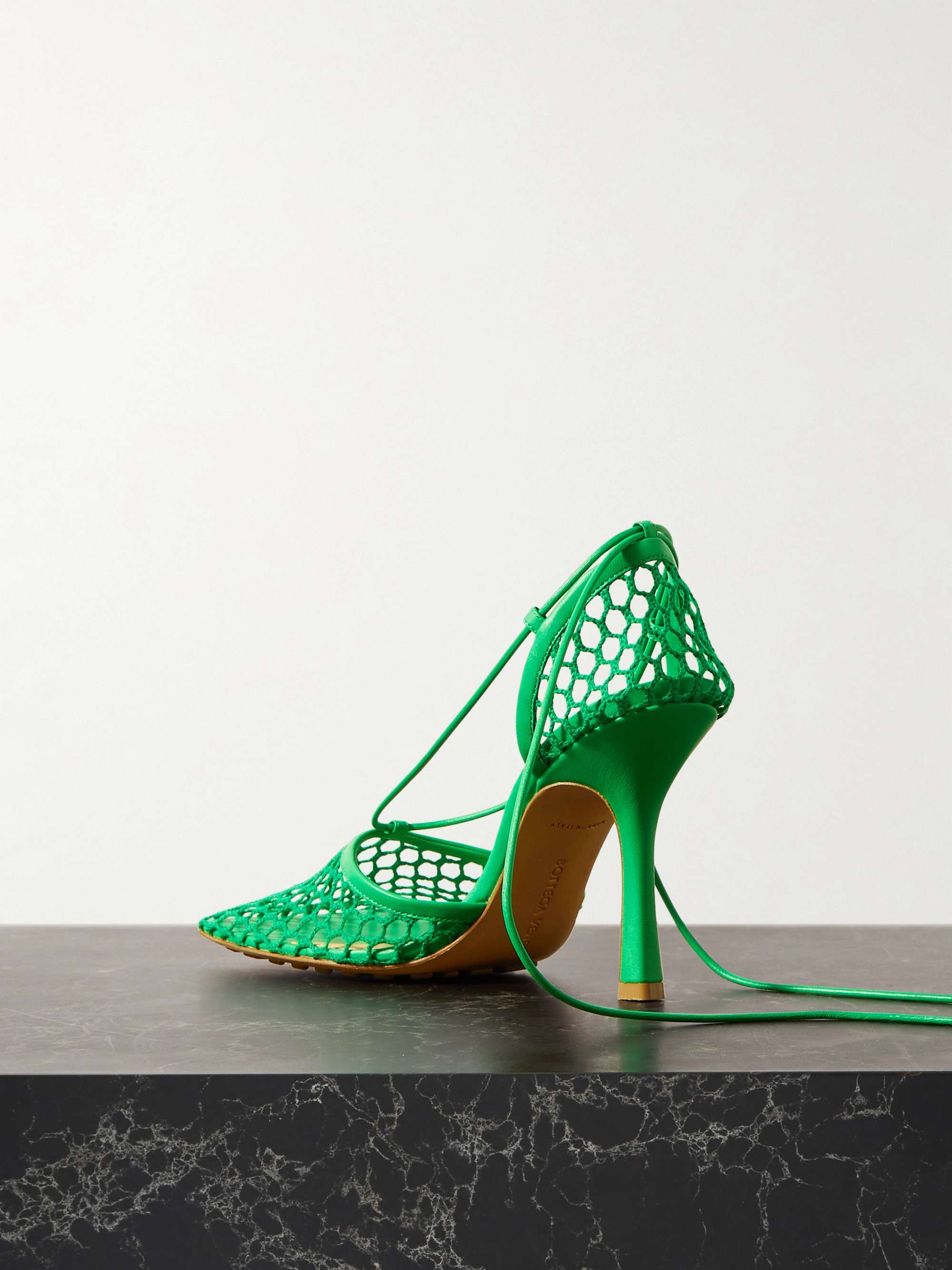 BOTTEGA Laceup leathertrimmed mesh pumps NETAPORTER