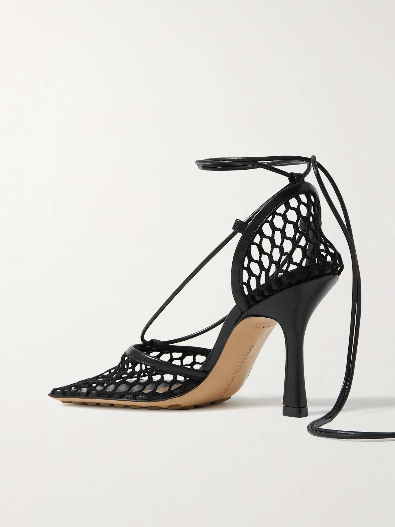 BOTTEGA Laceup leathertrimmed mesh pumps NETAPORTER