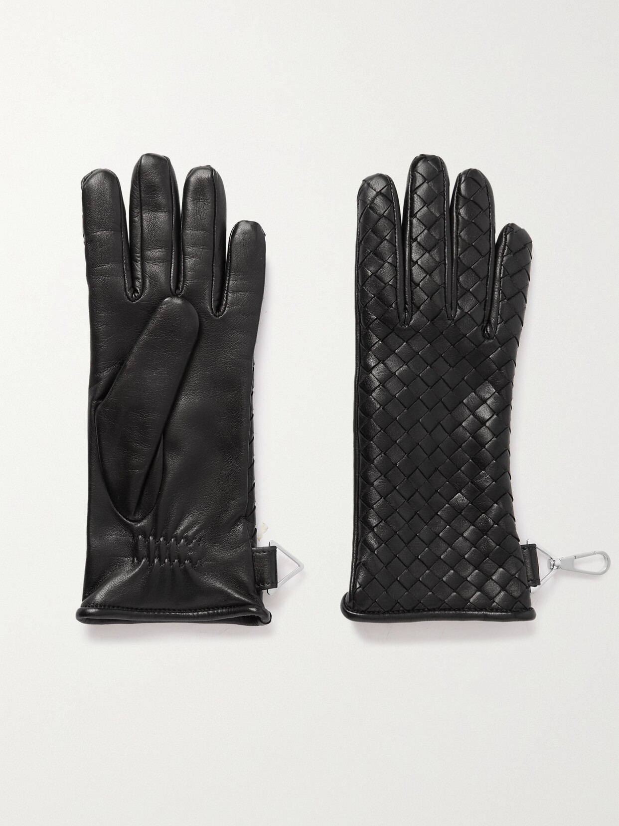 Bottega Veneta Intrecciato Leather Gloves In Black