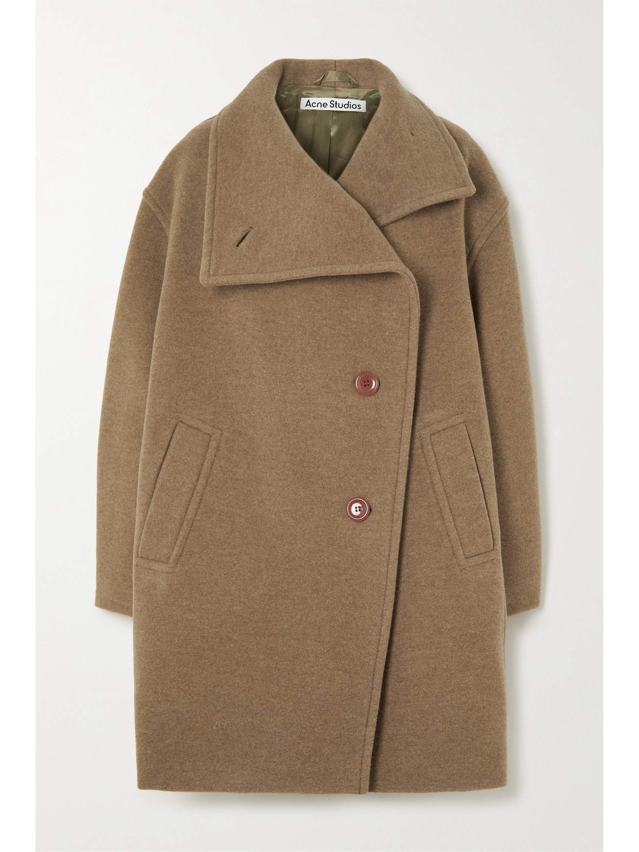 Acne Studios Oschelle Boiled Wool Blend Overcoat In Brown